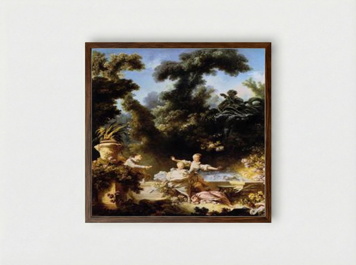 The Progress of Love: The Pursuit - Jean-Honoré Fragonard - Framed Print Dark Wood