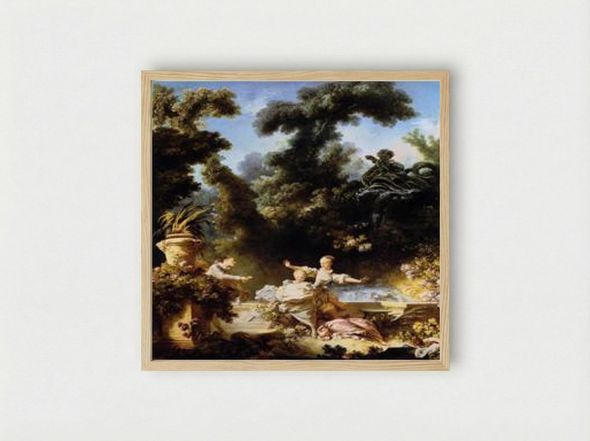 The Progress of Love: The Pursuit - Jean-Honoré Fragonard - Framed Print Wood