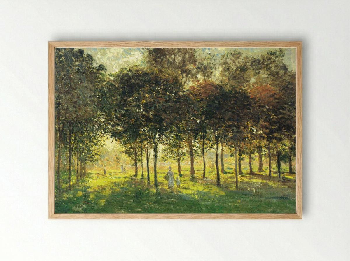 The Promenade at Argenteuil, Soleil Couchant - Claude Monet - Framed Print Wood
