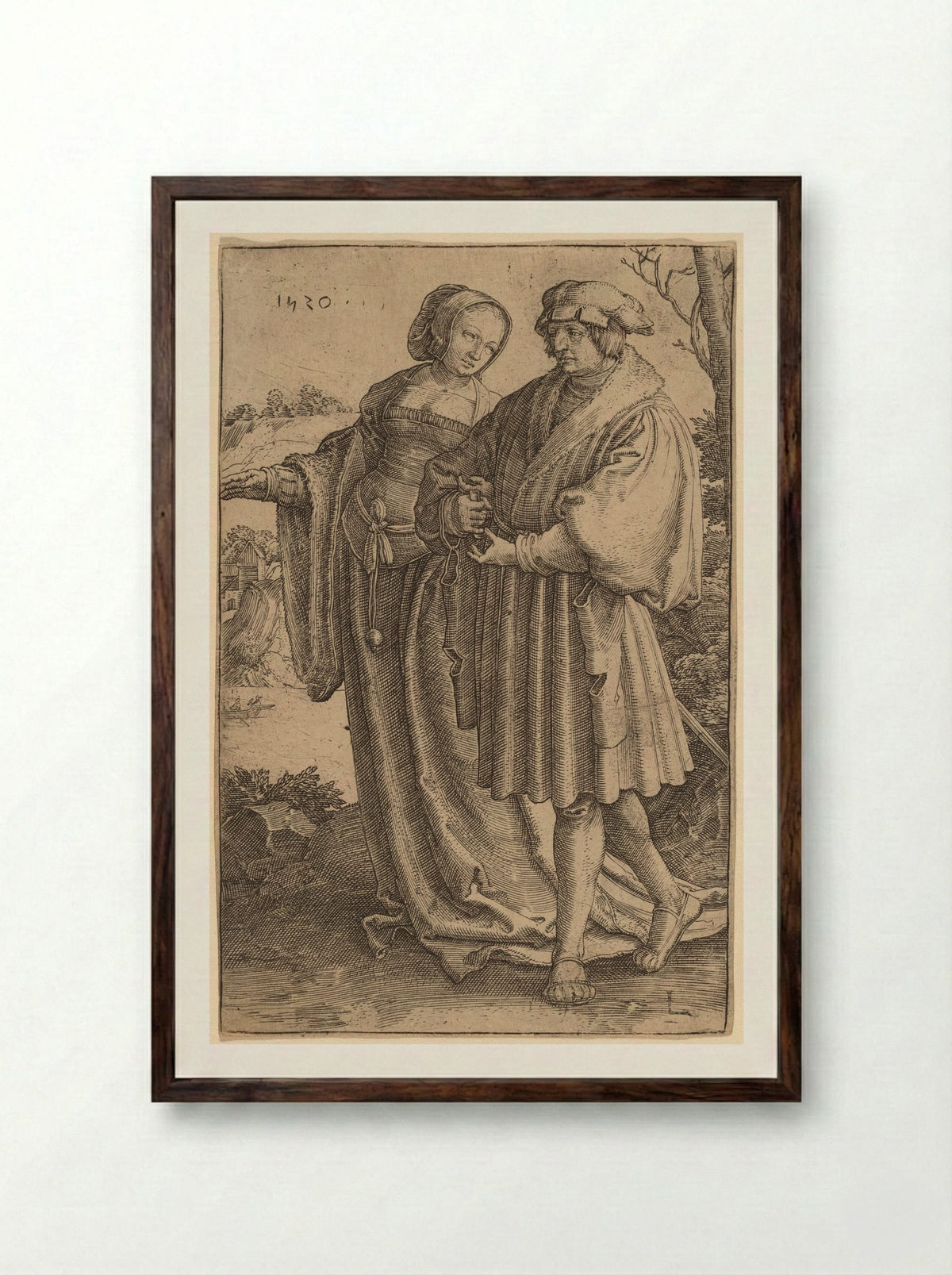 The Promenade - Lucas van Leyden - Framed Print Dark Wood