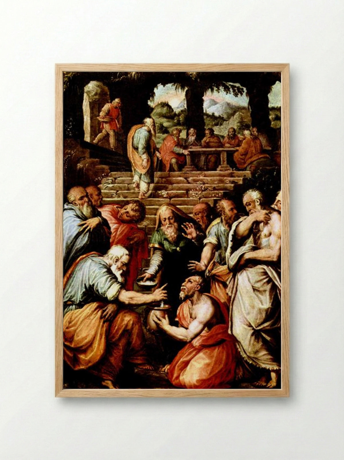 The Prophet Elisha cleansing Naaman - Giorgio Vasari - Framed Print Wood