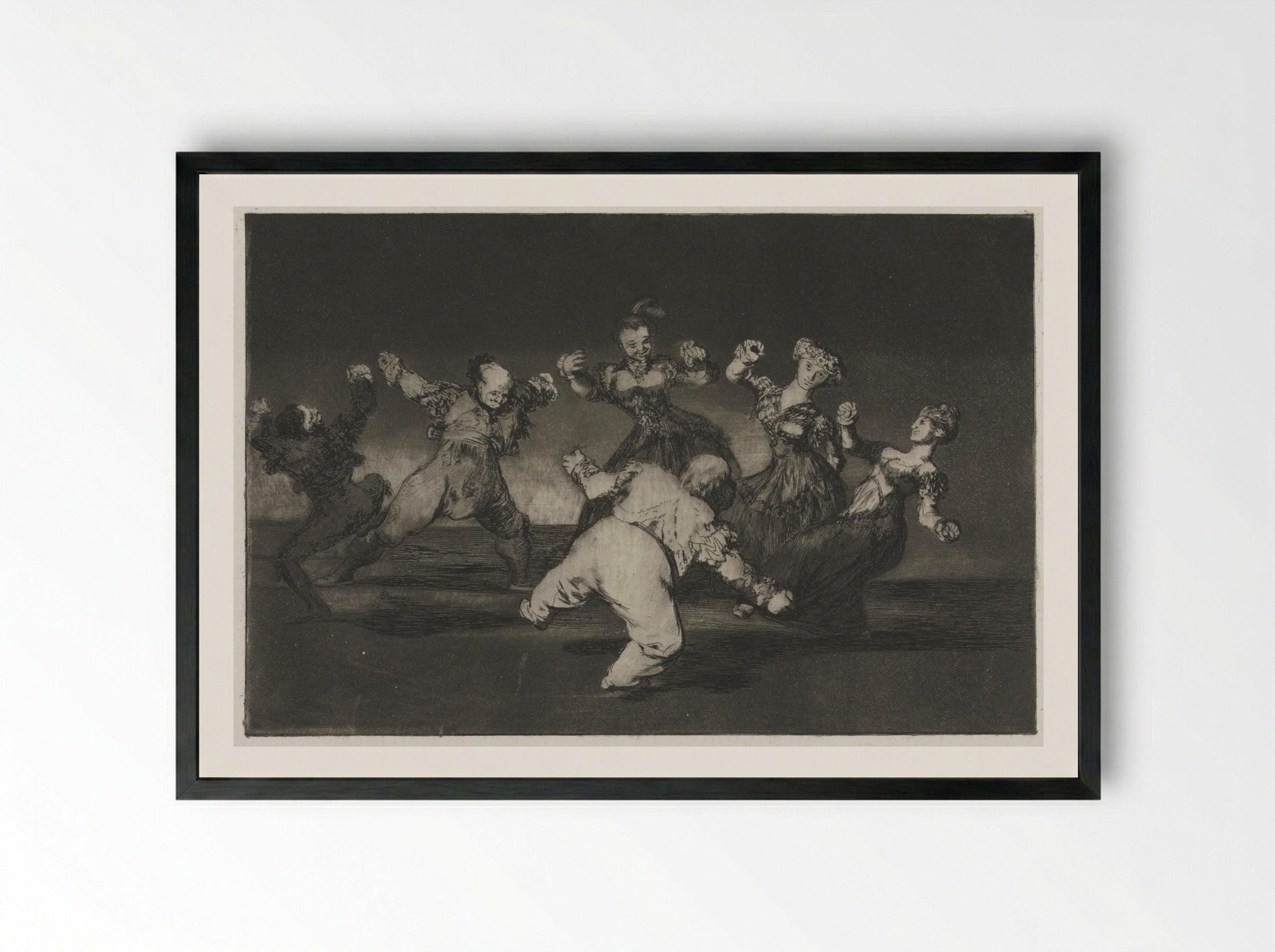 The Proverbs: If Marion Will Dance, Then She Has to Take the Consequences - Francisco de Goya - Framed Print Black