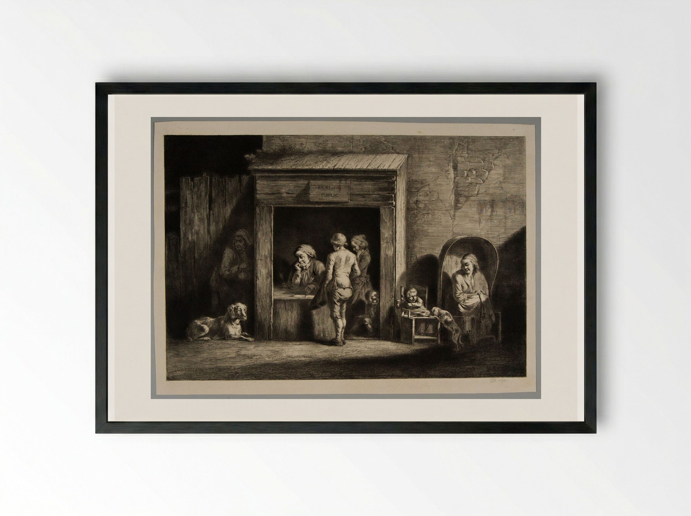 The Public Scrivener - Jean-Jacques de Boissieu - Framed Print Black