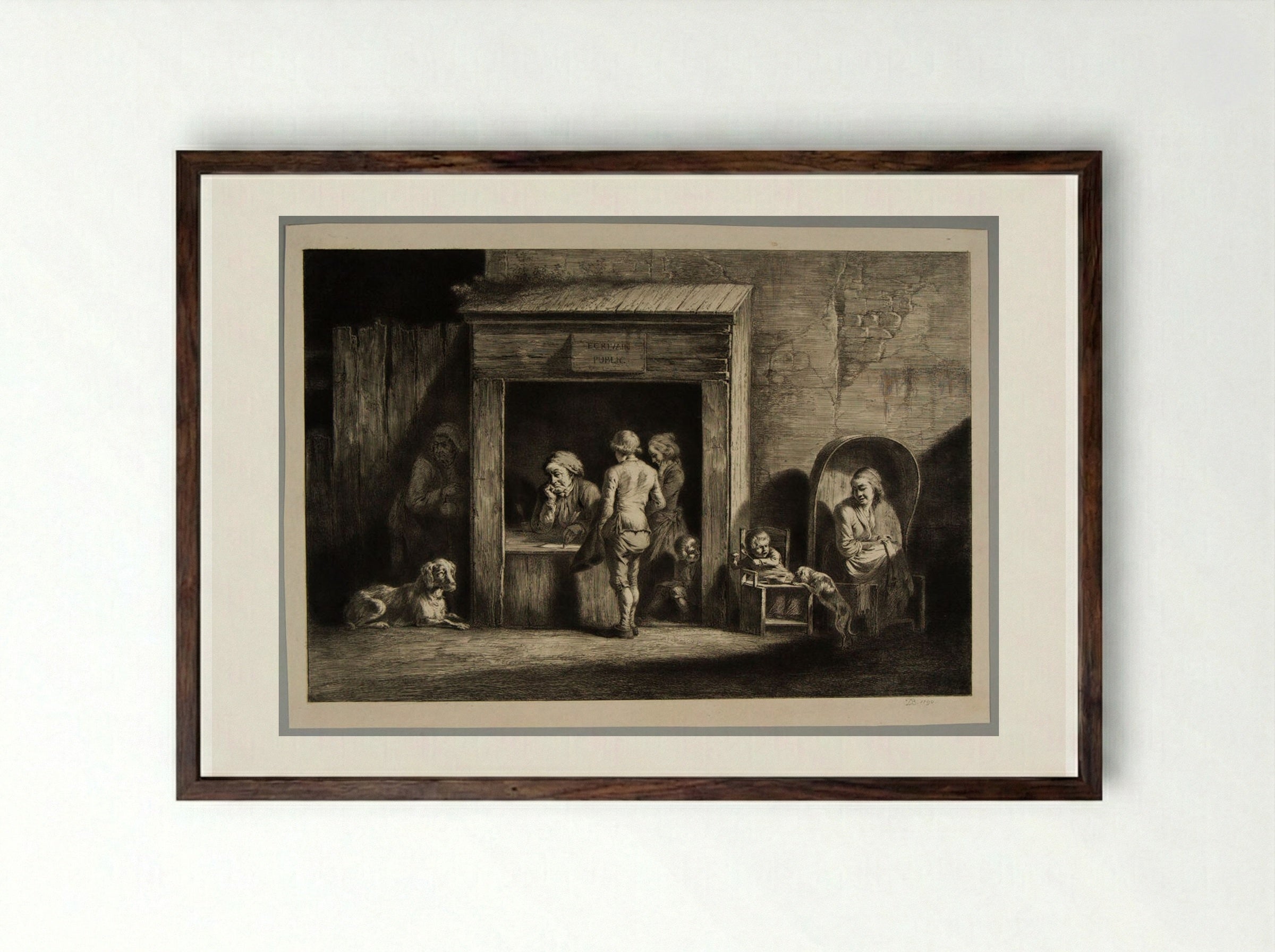 The Public Scrivener - Jean-Jacques de Boissieu - Framed Print Dark Wood