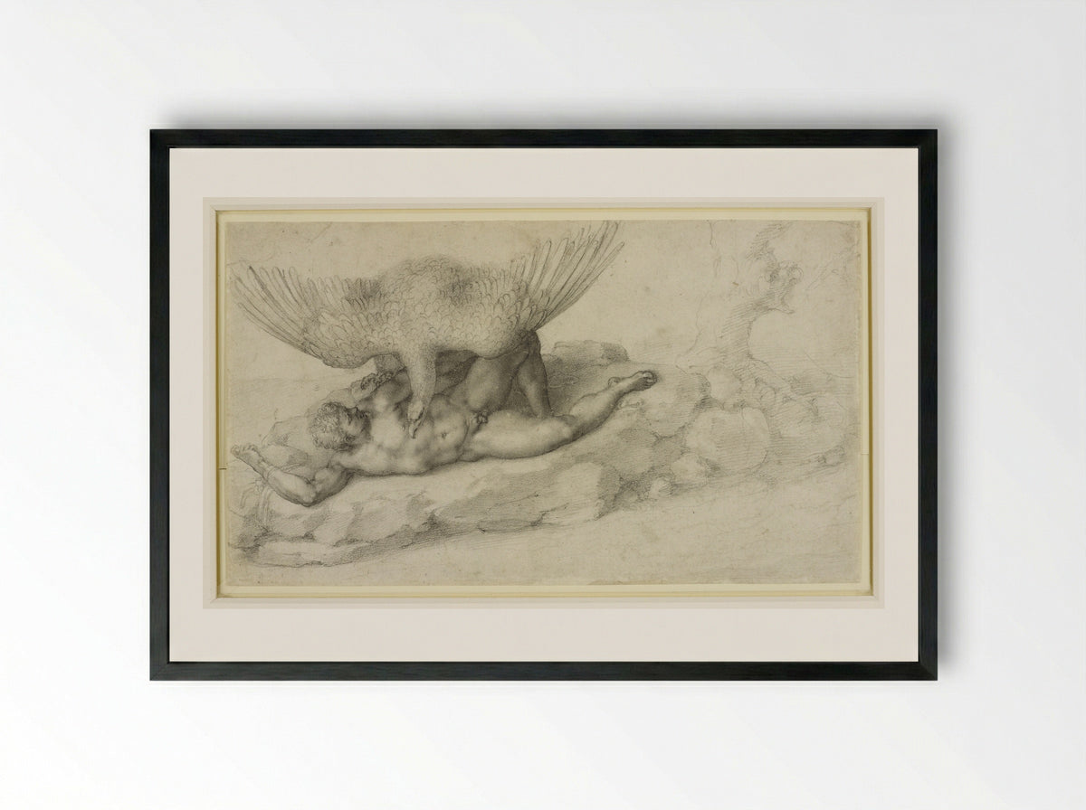 The Punishment of Tityus - Michelangelo Buonarroti - Framed Print Black