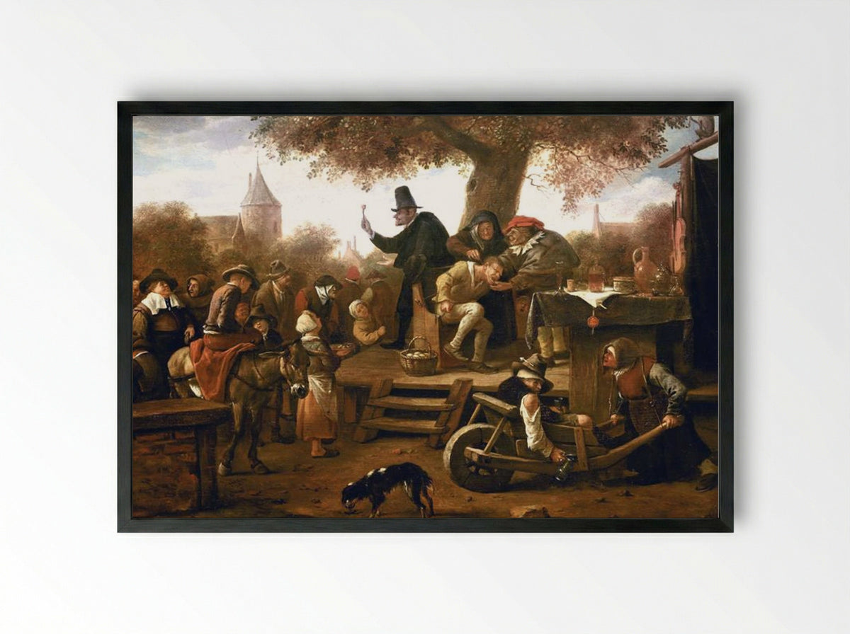 The Quack Doctor - Jan Steen - Framed Print Black