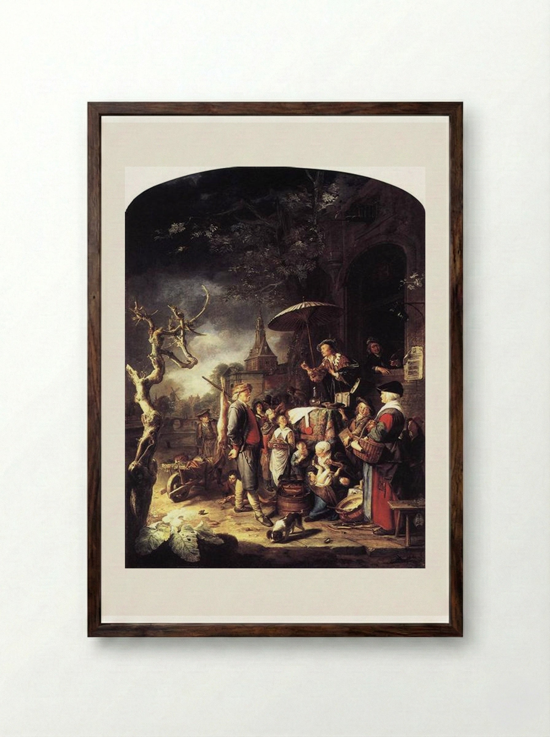 The Quack - Gerrit Dou - Framed Print Dark Wood