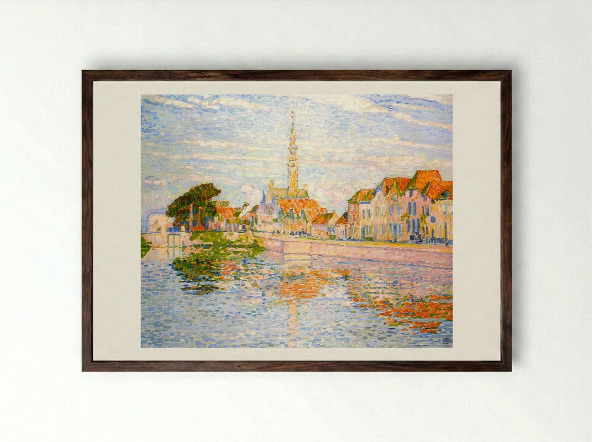The Quay at Veere, Zeeland - Théo van Rysselberghe - Framed Print Dark Wood