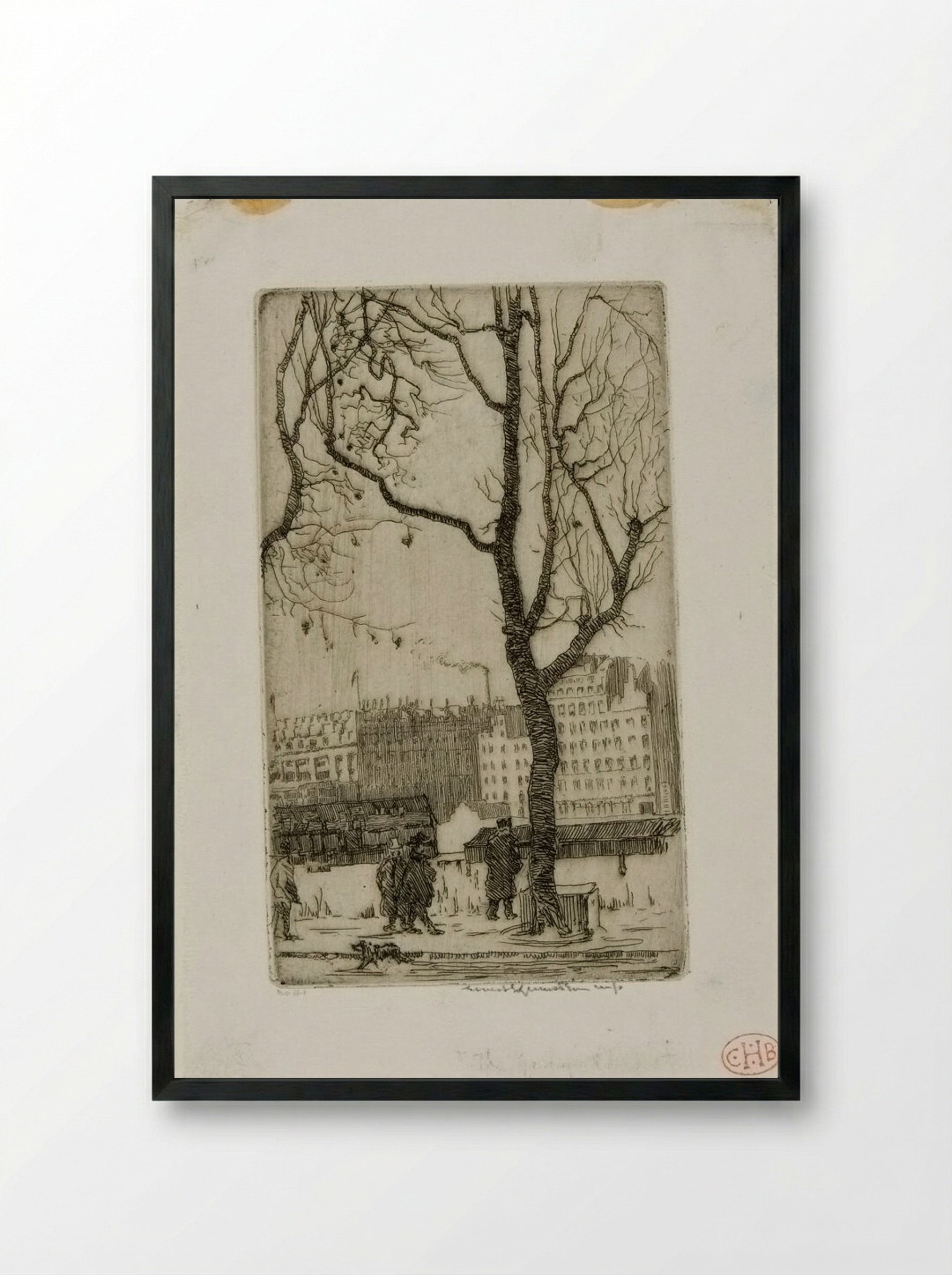 The Quays, Winter, Paris - Ernest Stephen Lumsden - Framed Print Black