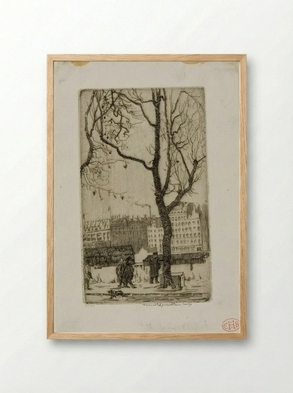 The Quays, Winter, Paris - Ernest Stephen Lumsden - Framed Print Wood