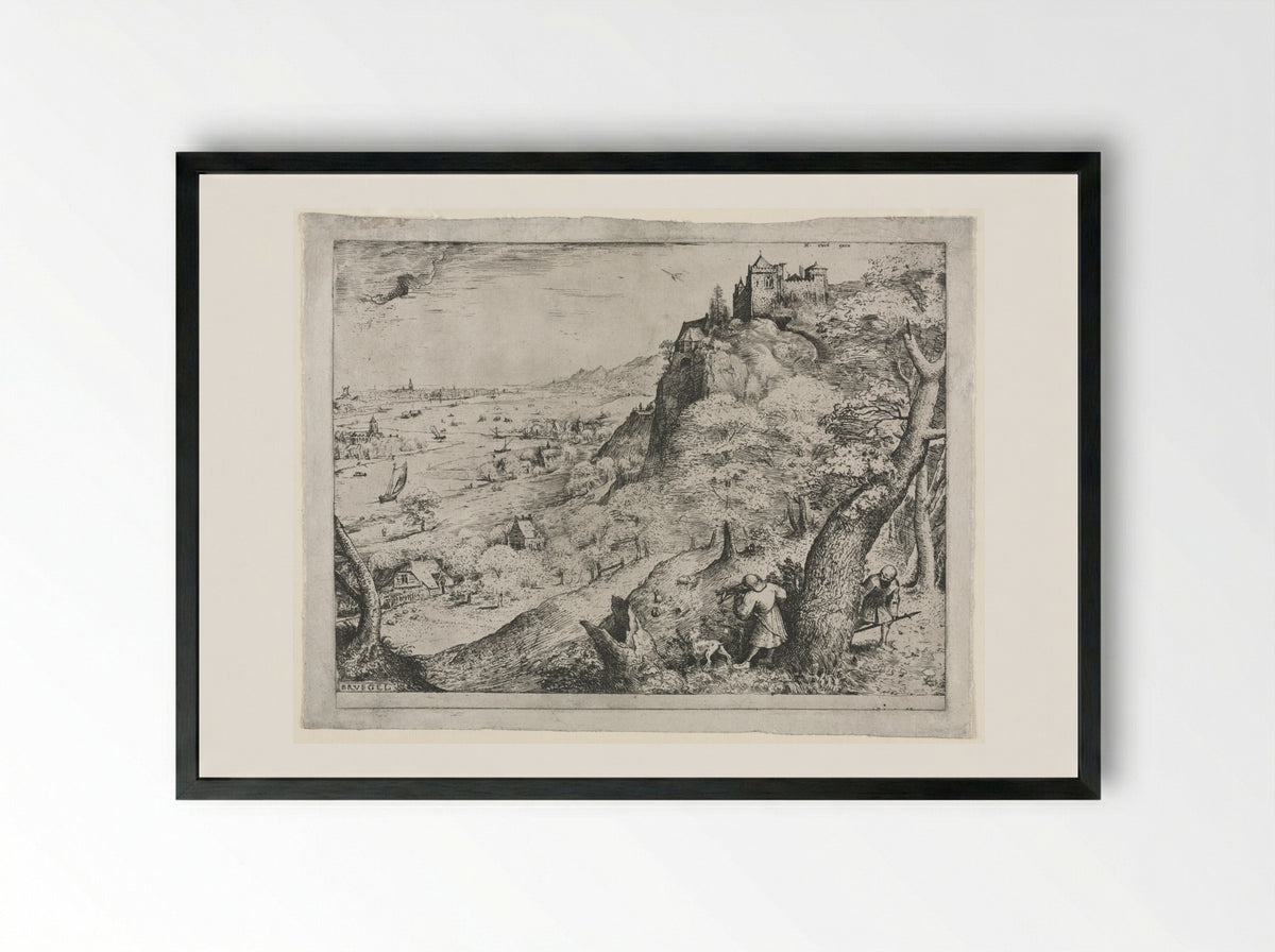 The Rabbit Hunt - Pieter Bruegel the Elder - Framed Print Black