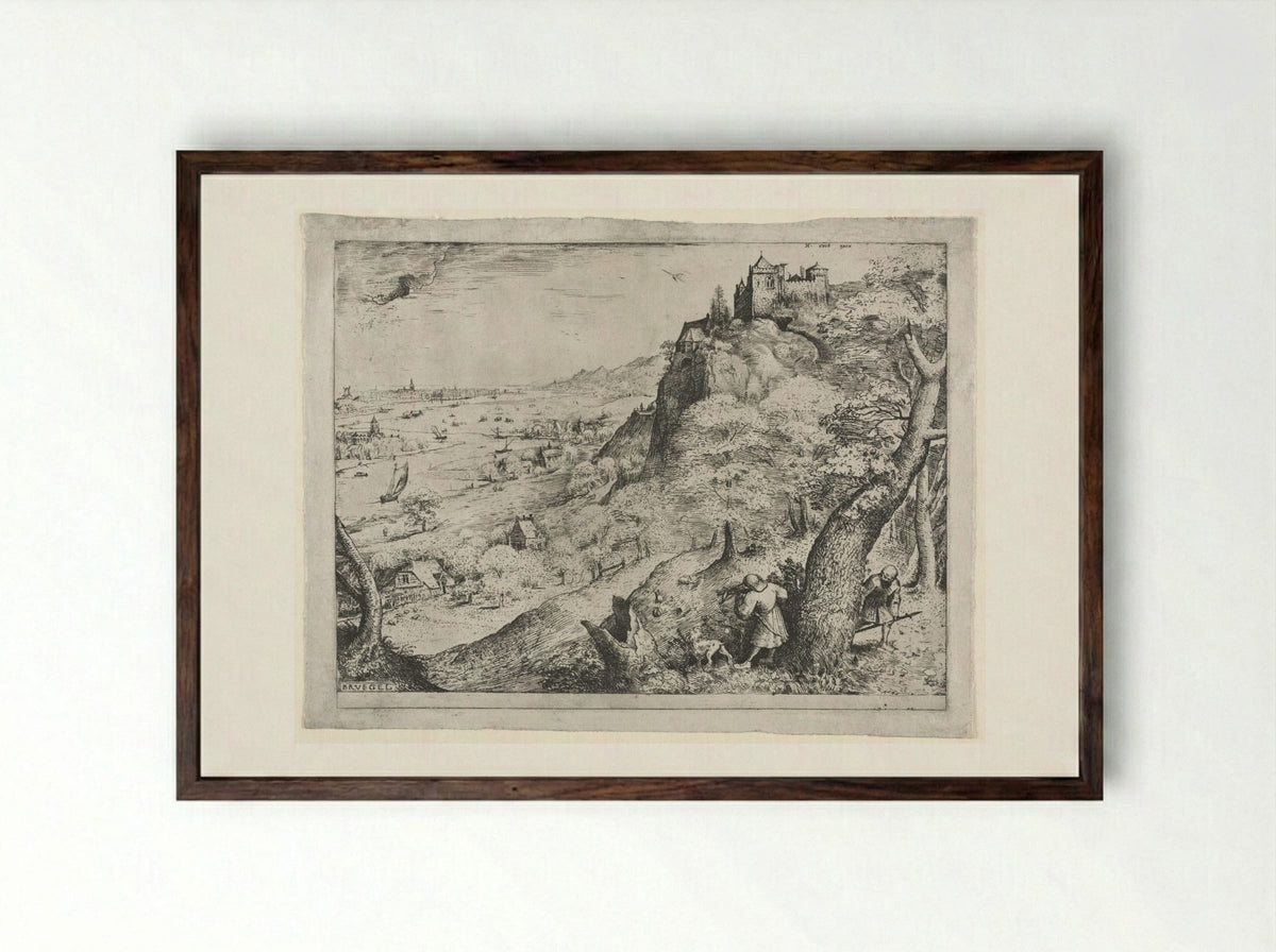 The Rabbit Hunt - Pieter Bruegel the Elder - Framed Print Dark Wood