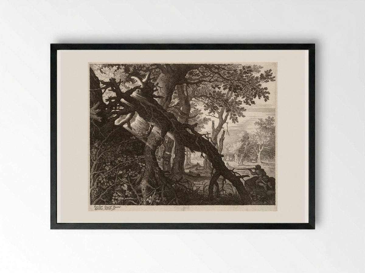 The Rabbit Hunter - Aegidius Sadeler II - Framed Print Black