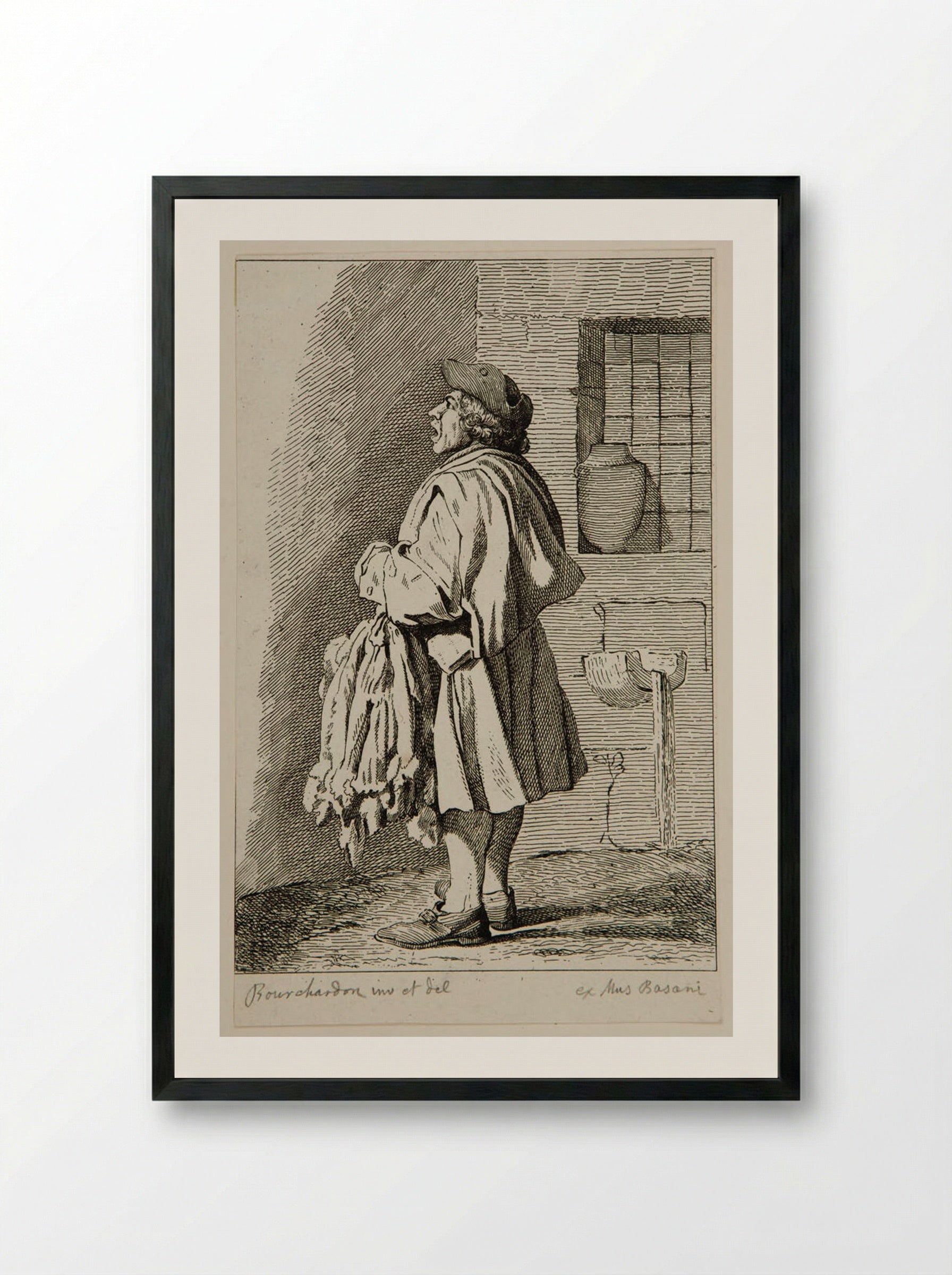 The Rabbit Pellets Seller - Anne Claude de Thubières, comte de Caylus - Framed Print Black