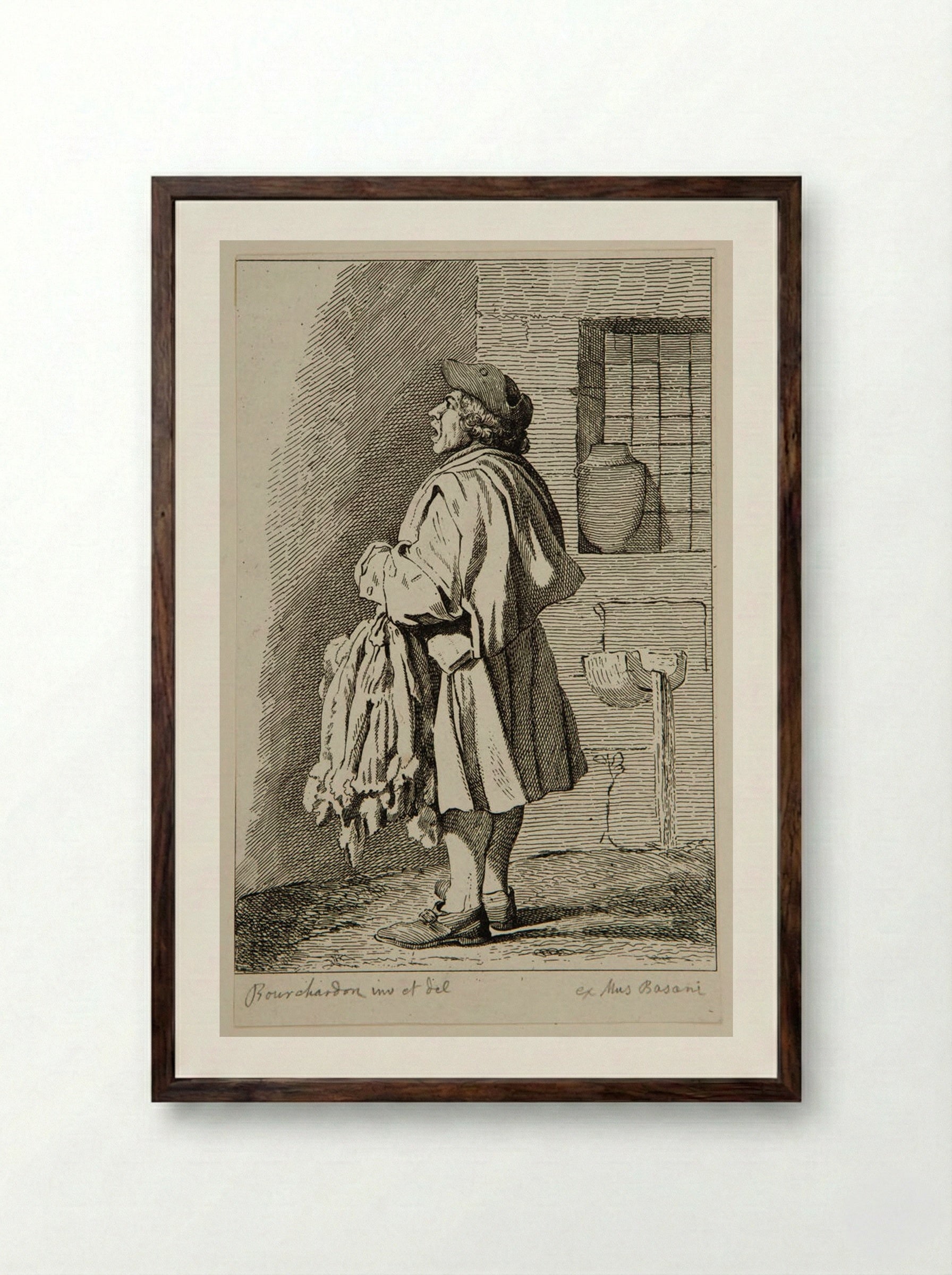 The Rabbit Pellets Seller - Anne Claude de Thubières, comte de Caylus - Framed Print Dark Wood