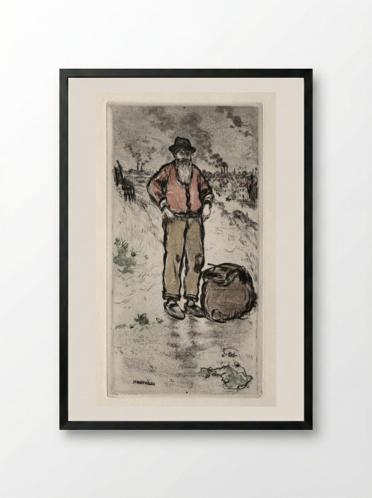 The Rag Picker - Jean-François Raffaëlli - Framed Print Black