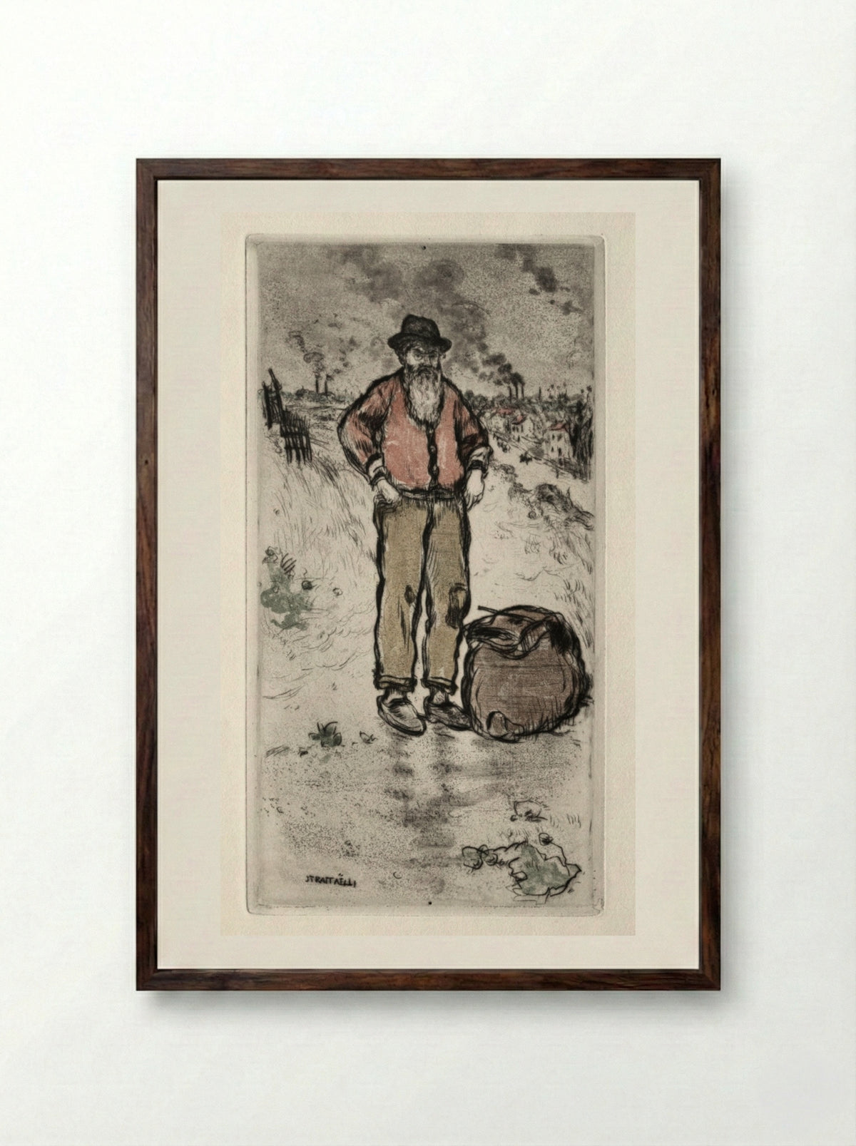 The Rag Picker - Jean-François Raffaëlli - Framed Print Dark Wood