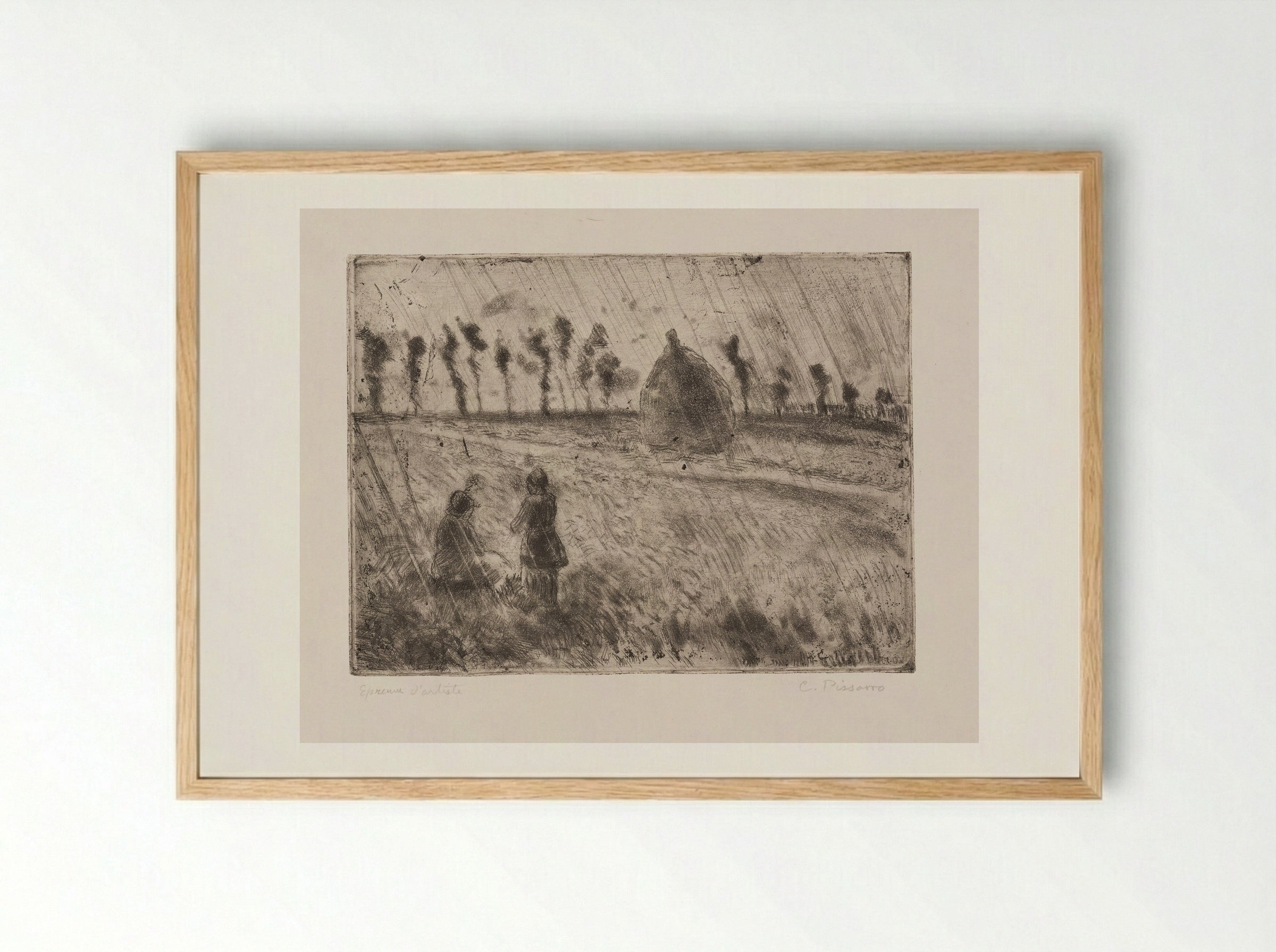 The Rain Effect - Camille Pissarro - Framed Print Wood