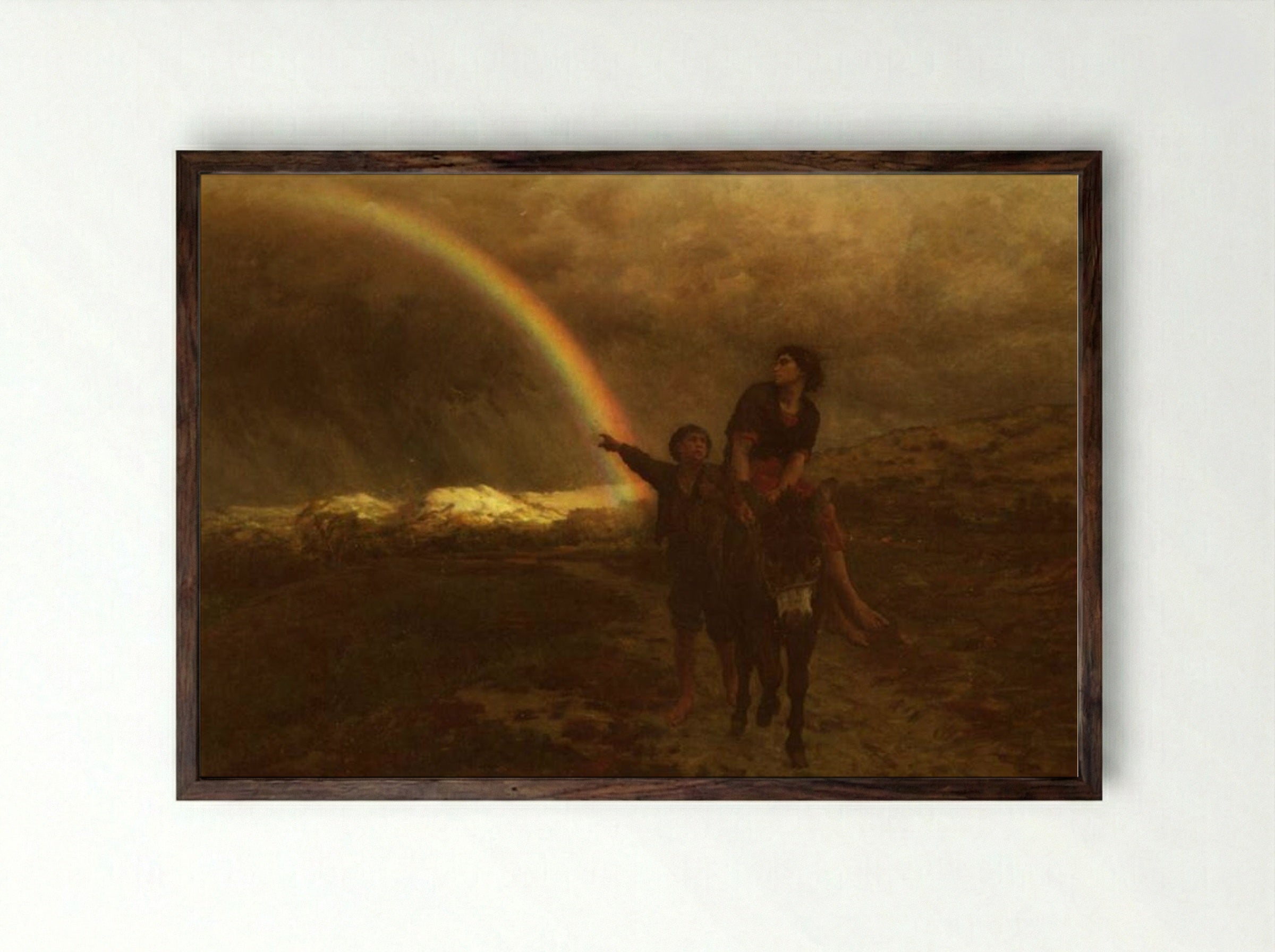 The Rainbow - Jules Breton - Framed Print Dark Wood