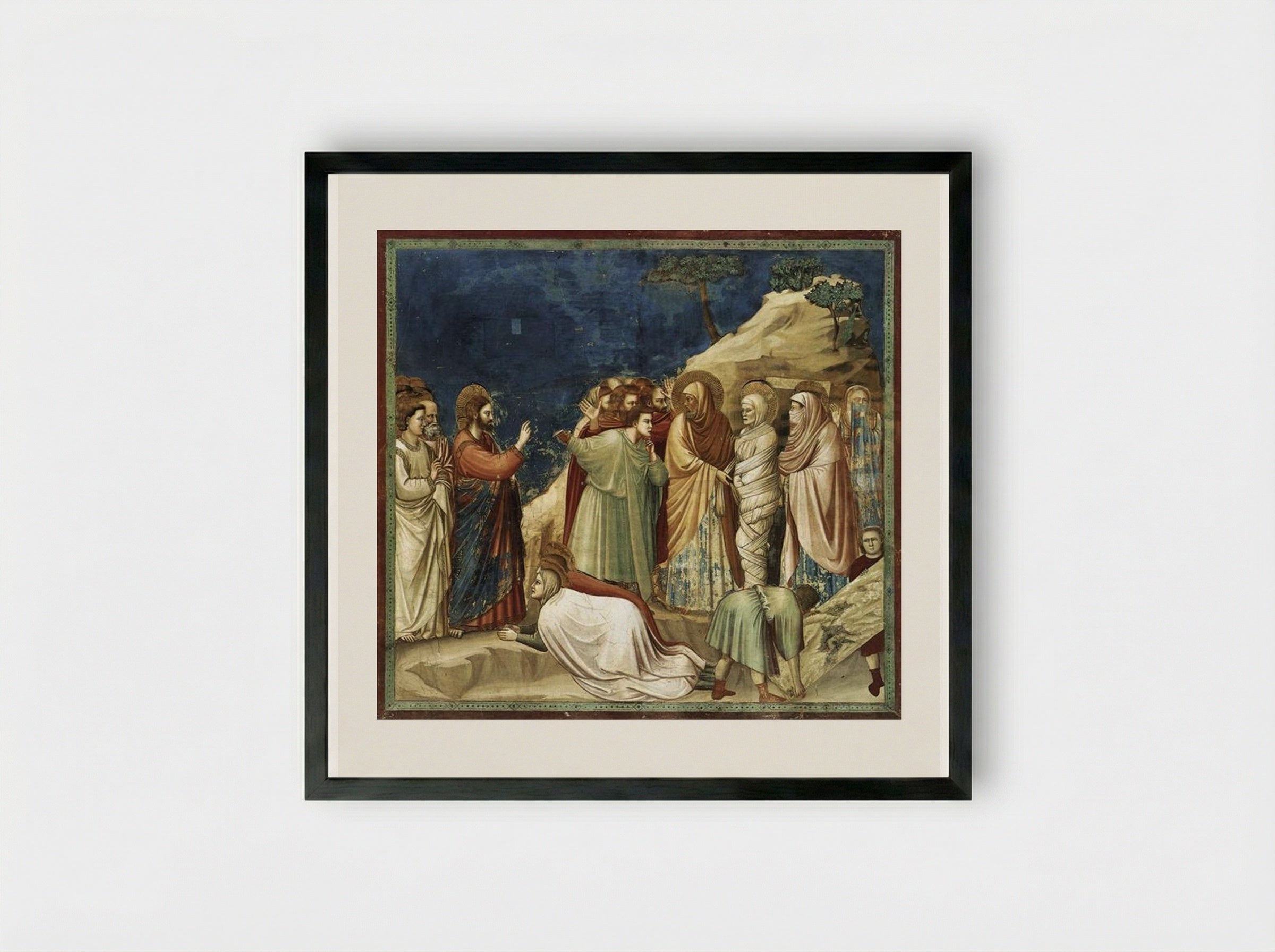 The Raising of Lazarus - Giotto di Bondone - Framed Print Black