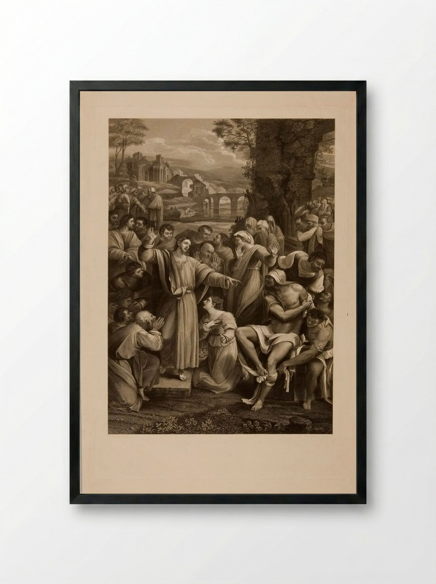 The Raising of Lazarus - Giovanni Vendramini - Framed Print Black