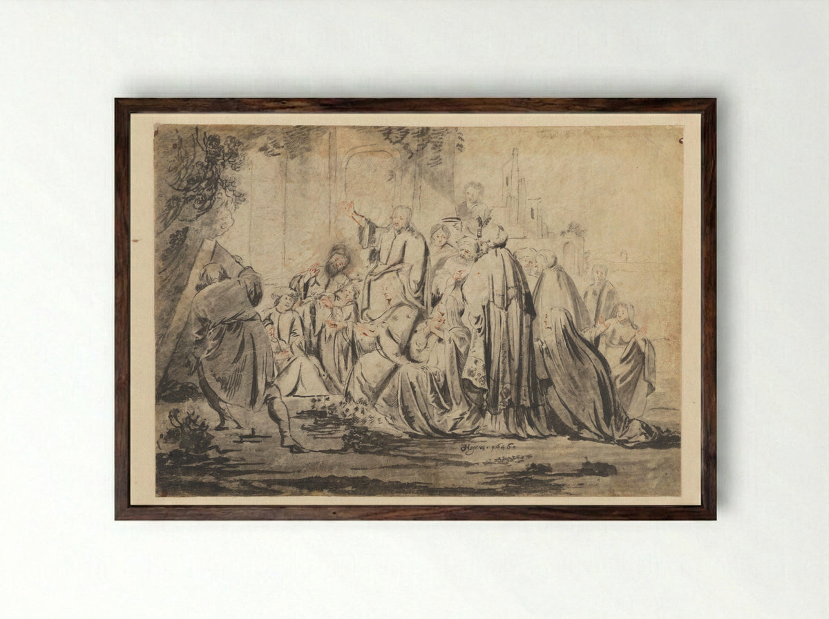 The Raising of Lazarus - Jacob Hogers - Framed Print Dark Wood