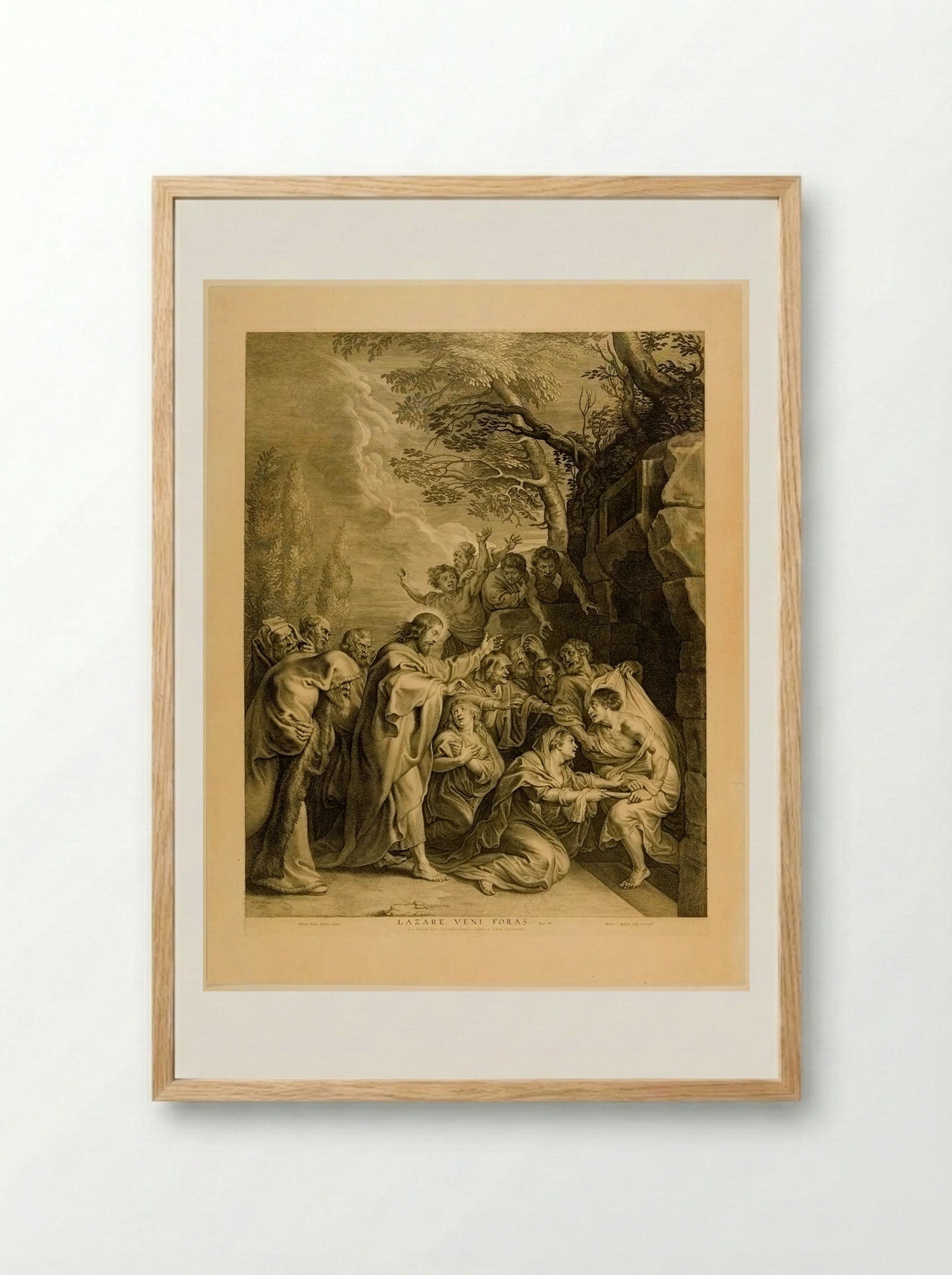 The Raising of Lazarus - Boetius Adamsz. Bolswert - Framed Print Wood