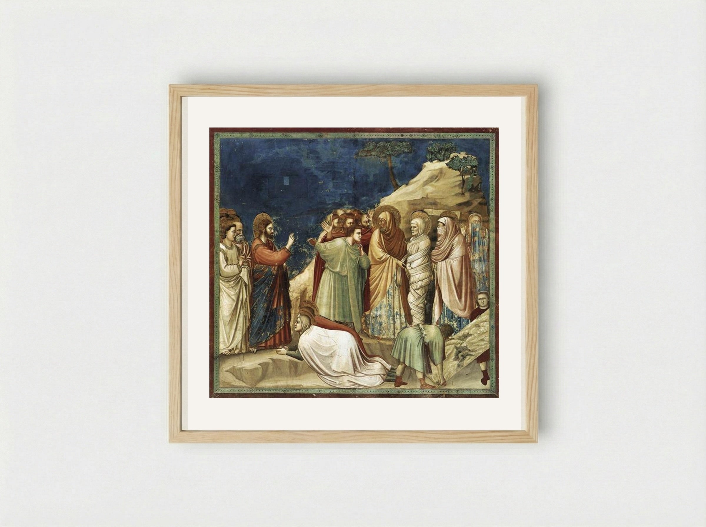 The Raising of Lazarus - Giotto di Bondone - Framed Print Wood