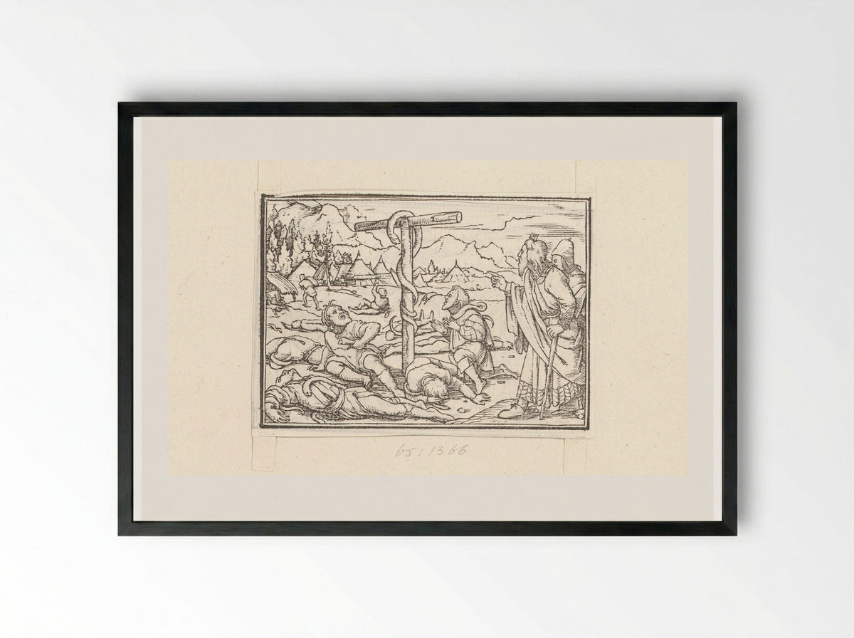 The Raising of the Brazen Serpent - Veit Rudolf Specklin - Framed Print Black