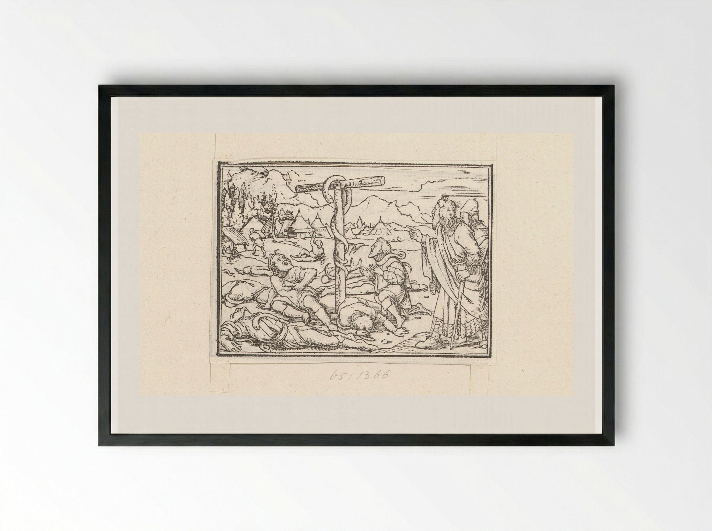 The Raising of the Brazen Serpent - Veit Rudolf Specklin - Framed Print Black