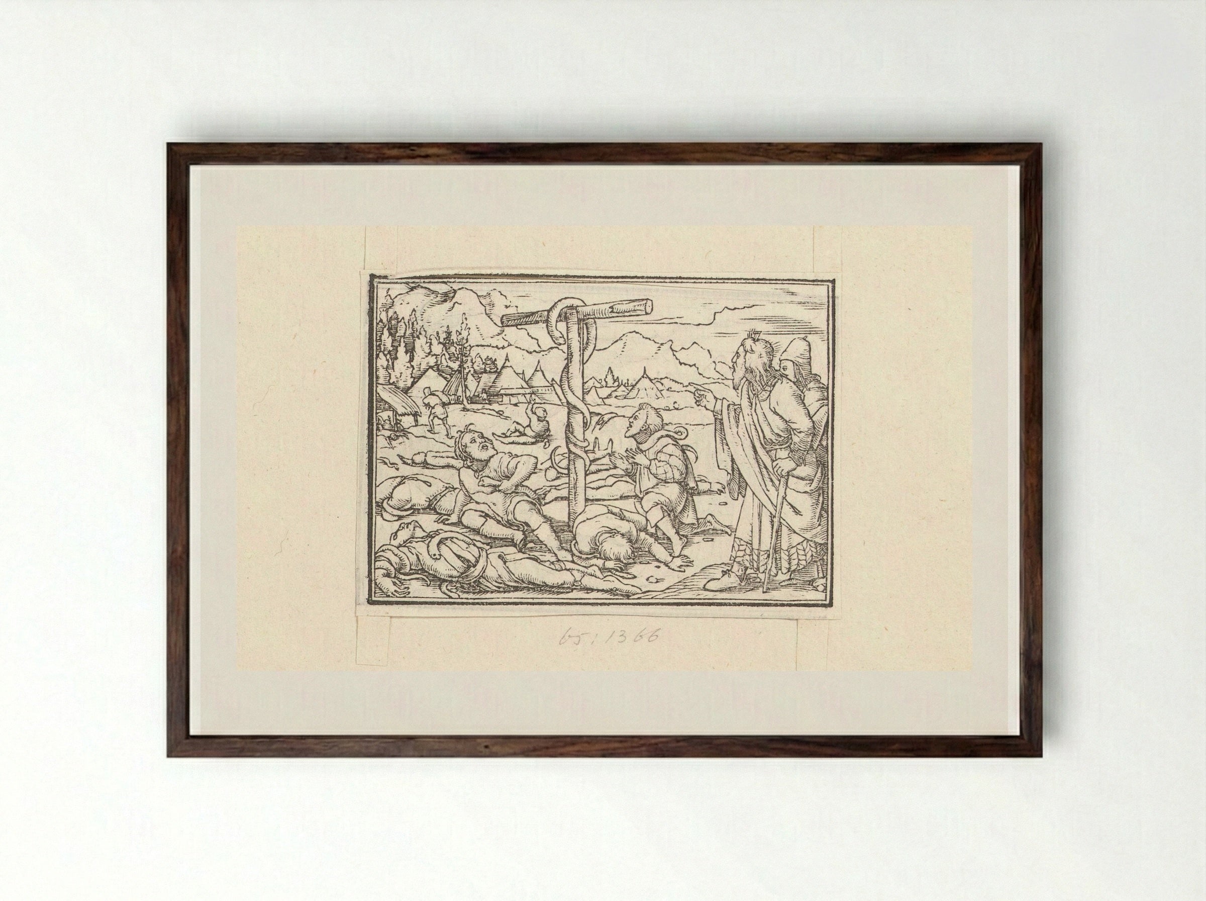 The Raising of the Brazen Serpent - Veit Rudolf Specklin - Framed Print Dark Wood
