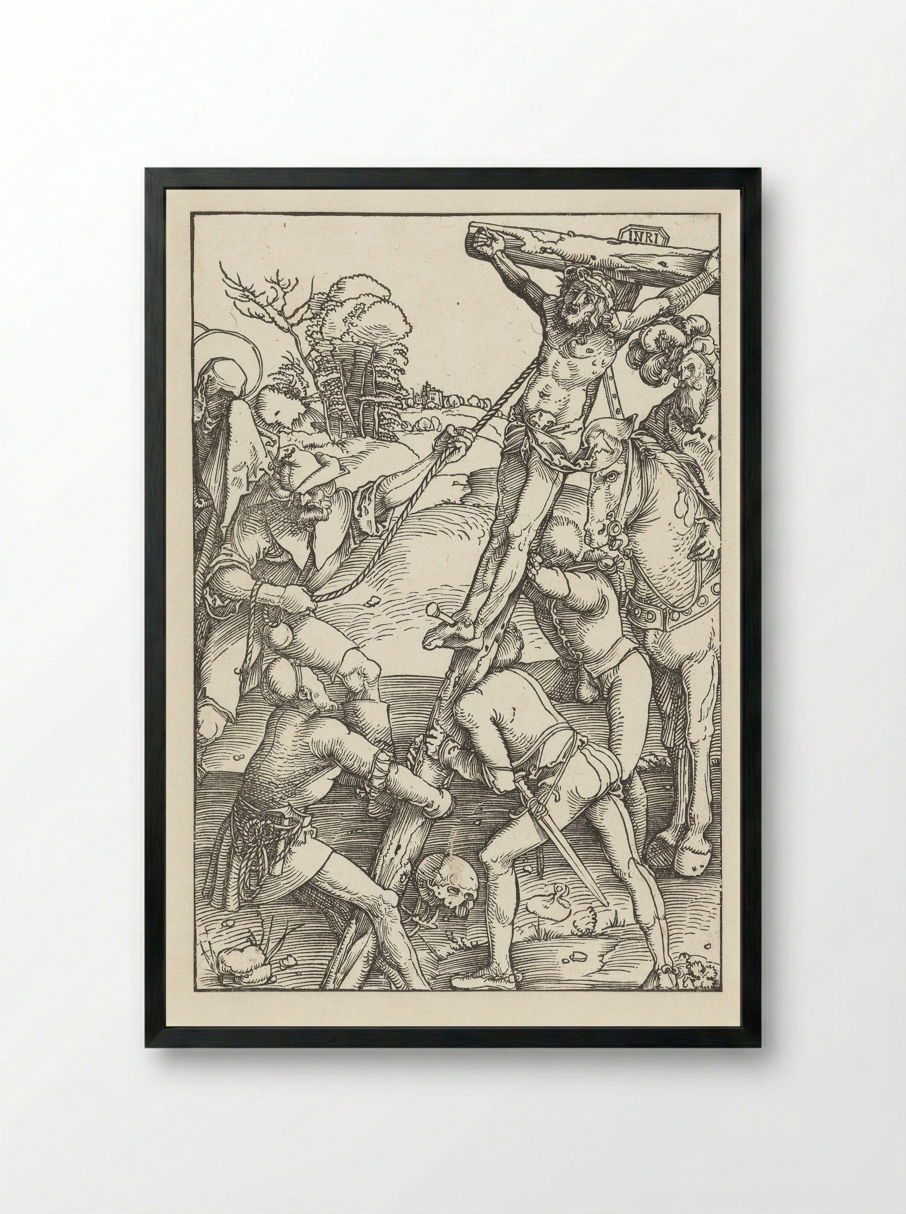 The Raising of the Cross - Hans Baldung Grien - Framed Print Black