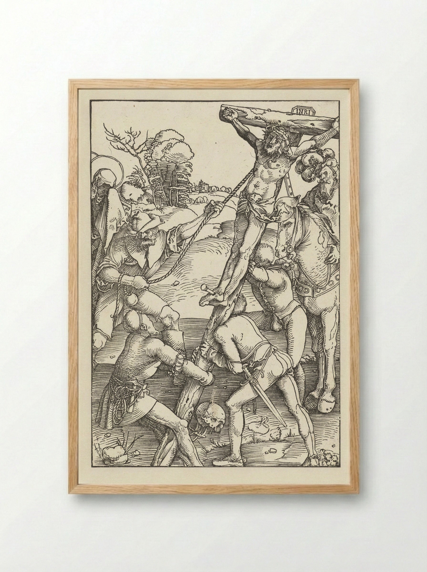 The Raising of the Cross - Hans Baldung Grien - Framed Print Wood