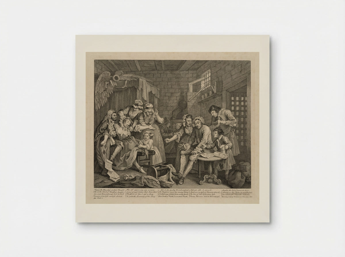 The Rake and His Family in Debtor's Prison - William Hogarth - Poster