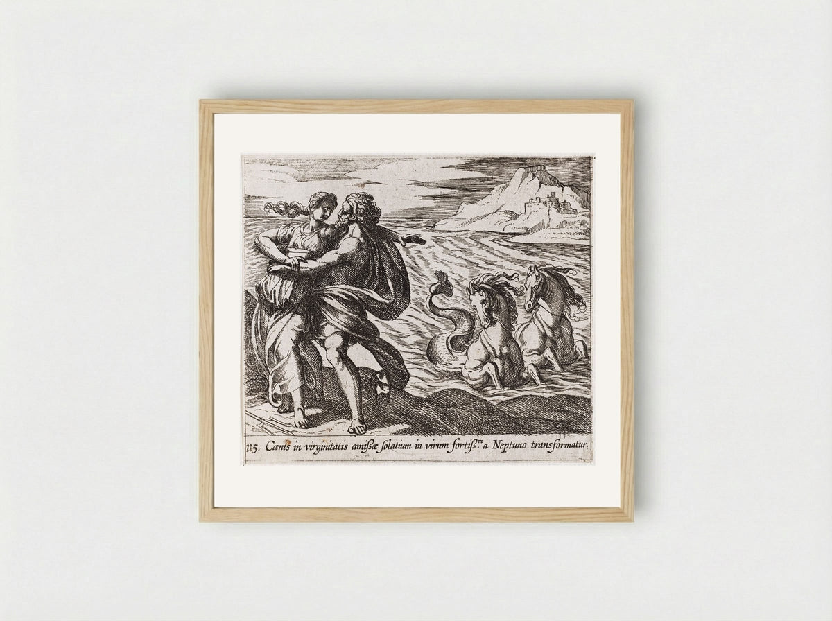 The Rape of Caenis - Antonio Tempesta - Framed Print Wood