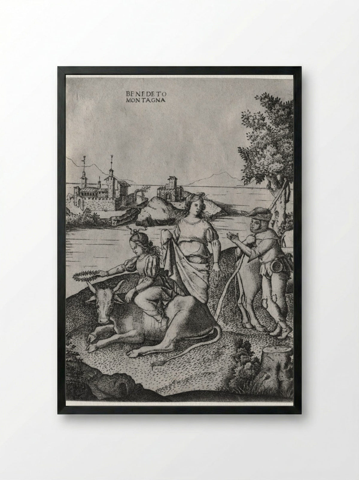 The Rape of Europa - Benedetto Montagna - Framed Print Black