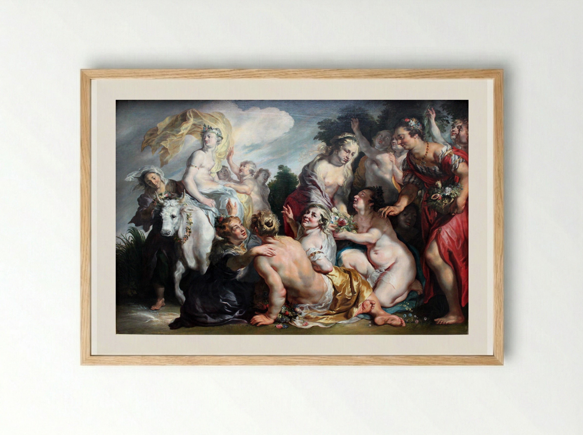 The Rape of Europa - Jacob Jordaens - Framed Print Wood