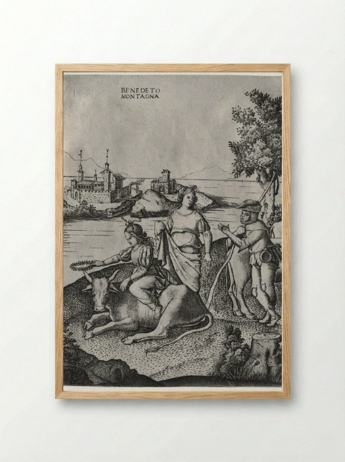 The Rape of Europa - Benedetto Montagna - Framed Print Wood