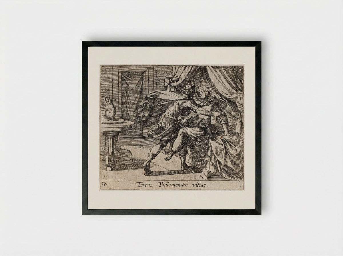 The Rape of Philomela - Antonio Tempesta - Framed Print Black