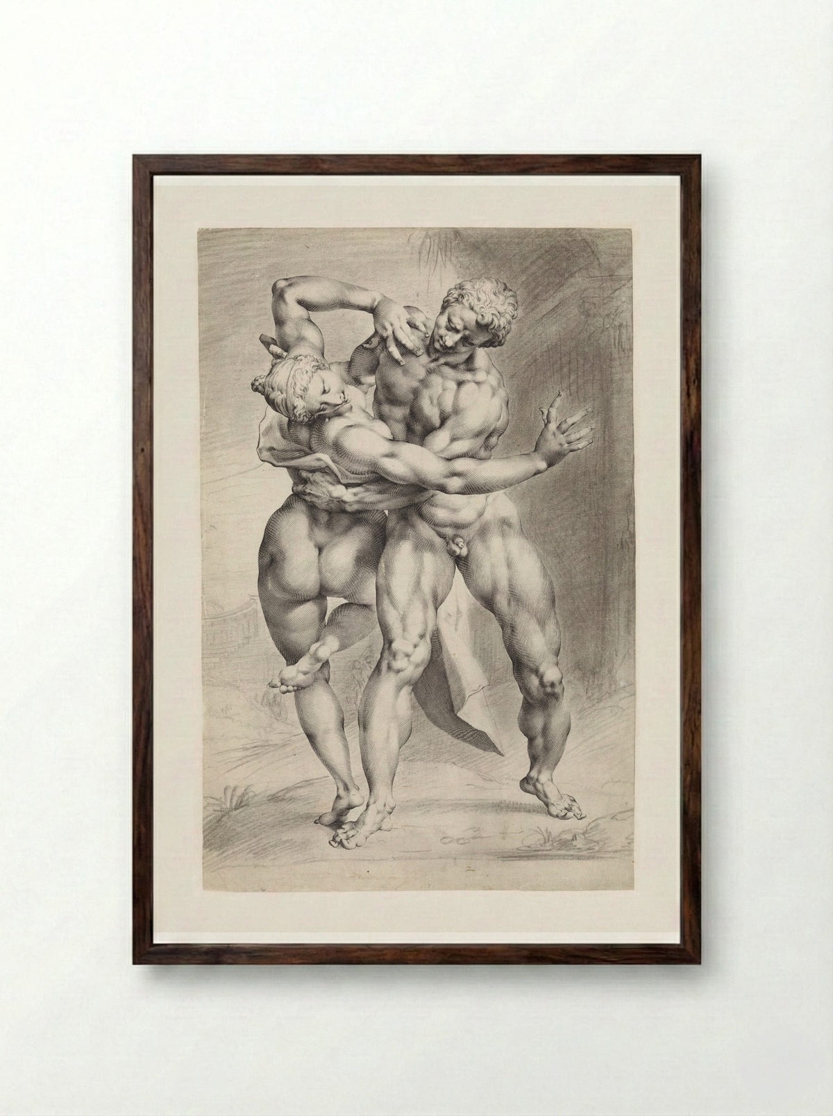The Rape of a Sabine Woman (Front View) - Jan Harmensz. Muller - Framed Print Dark Wood
