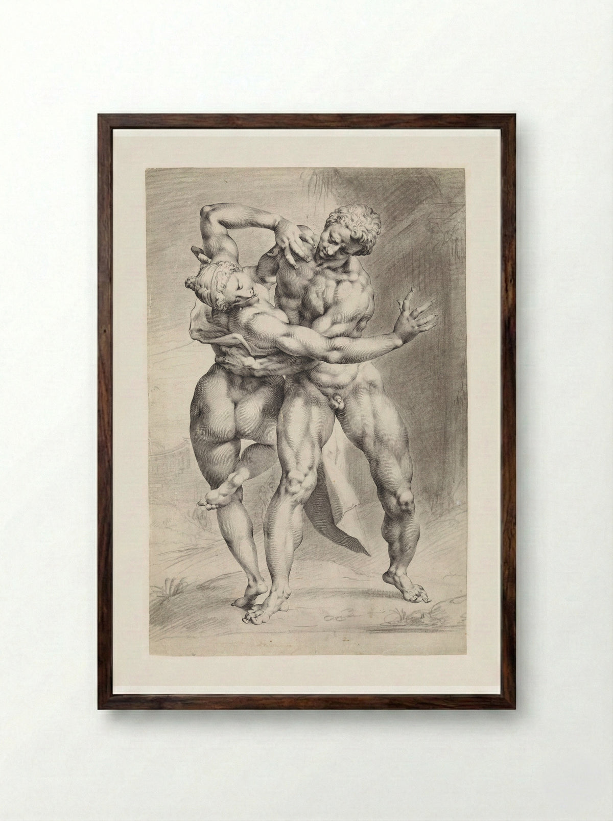 The Rape of a Sabine Woman (Front View) - Jan Harmensz. Muller - Framed Print Dark Wood