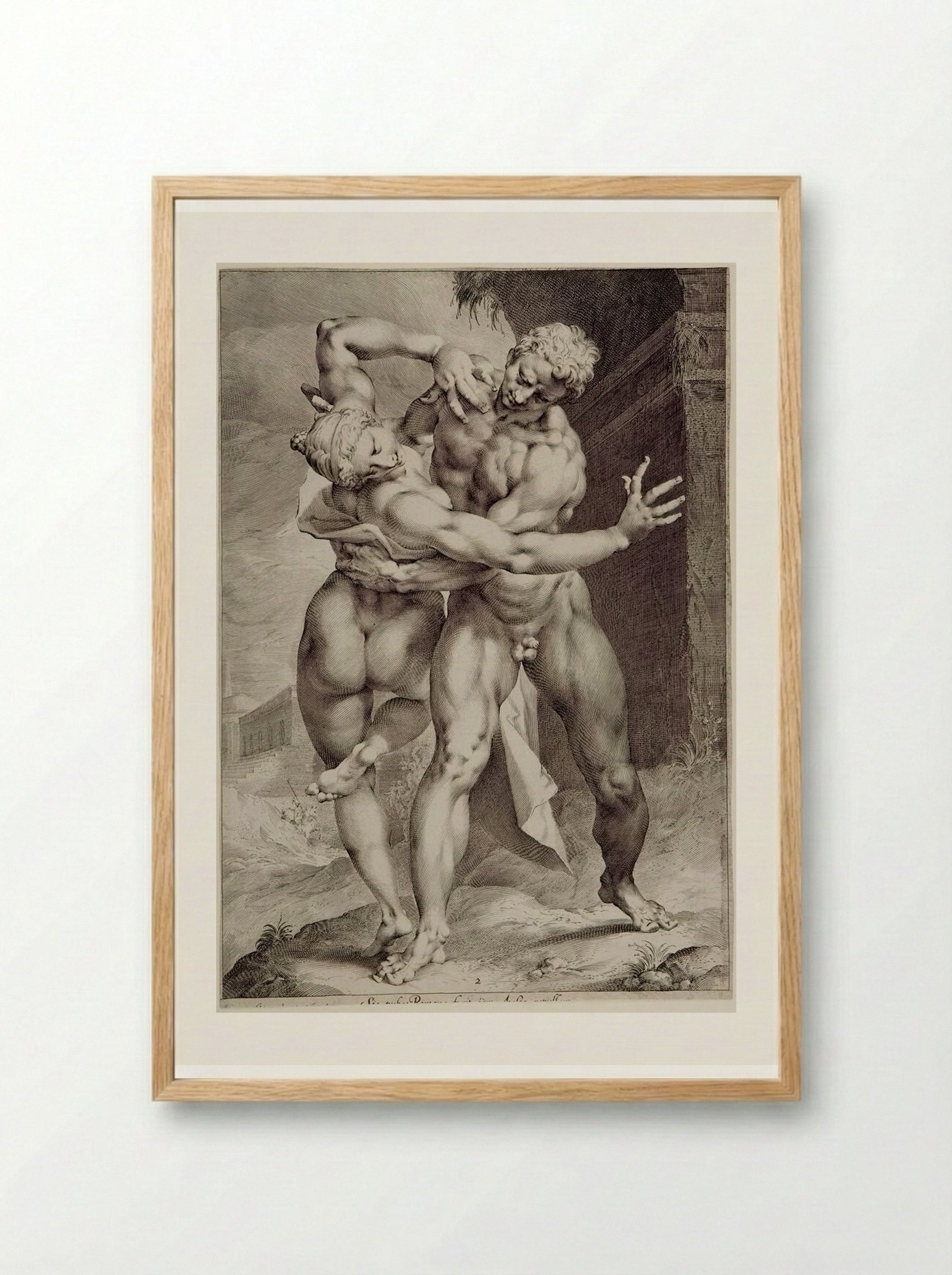 The Rape of a Sabine Woman Seen from the Back, Her Face Visible - Jan Harmensz. Muller - Framed Print Wood