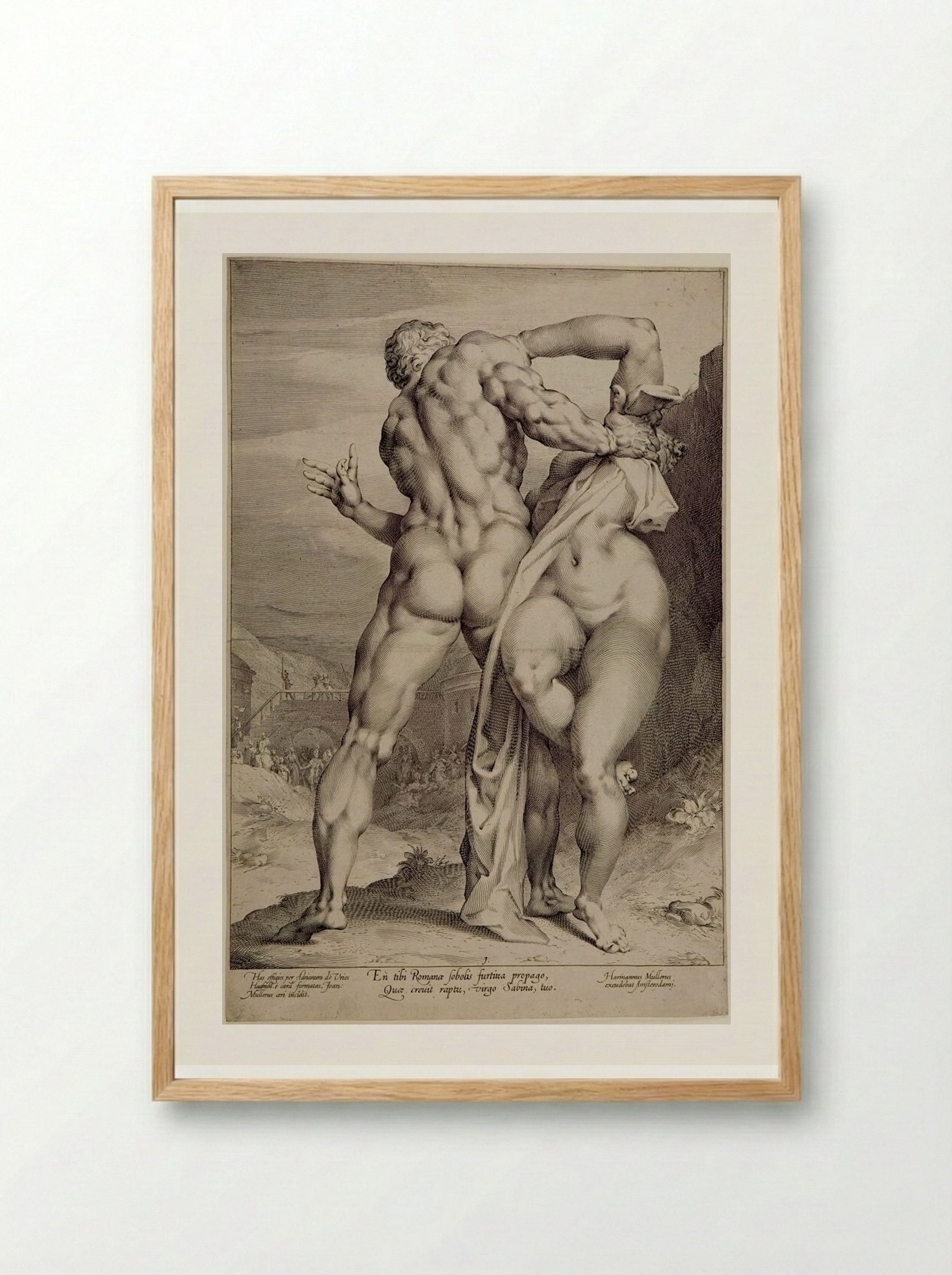 The Rape of a Sabine Woman Seen from the Front, Her Face Concealed - Jan Harmensz. Muller - Framed Print Wood