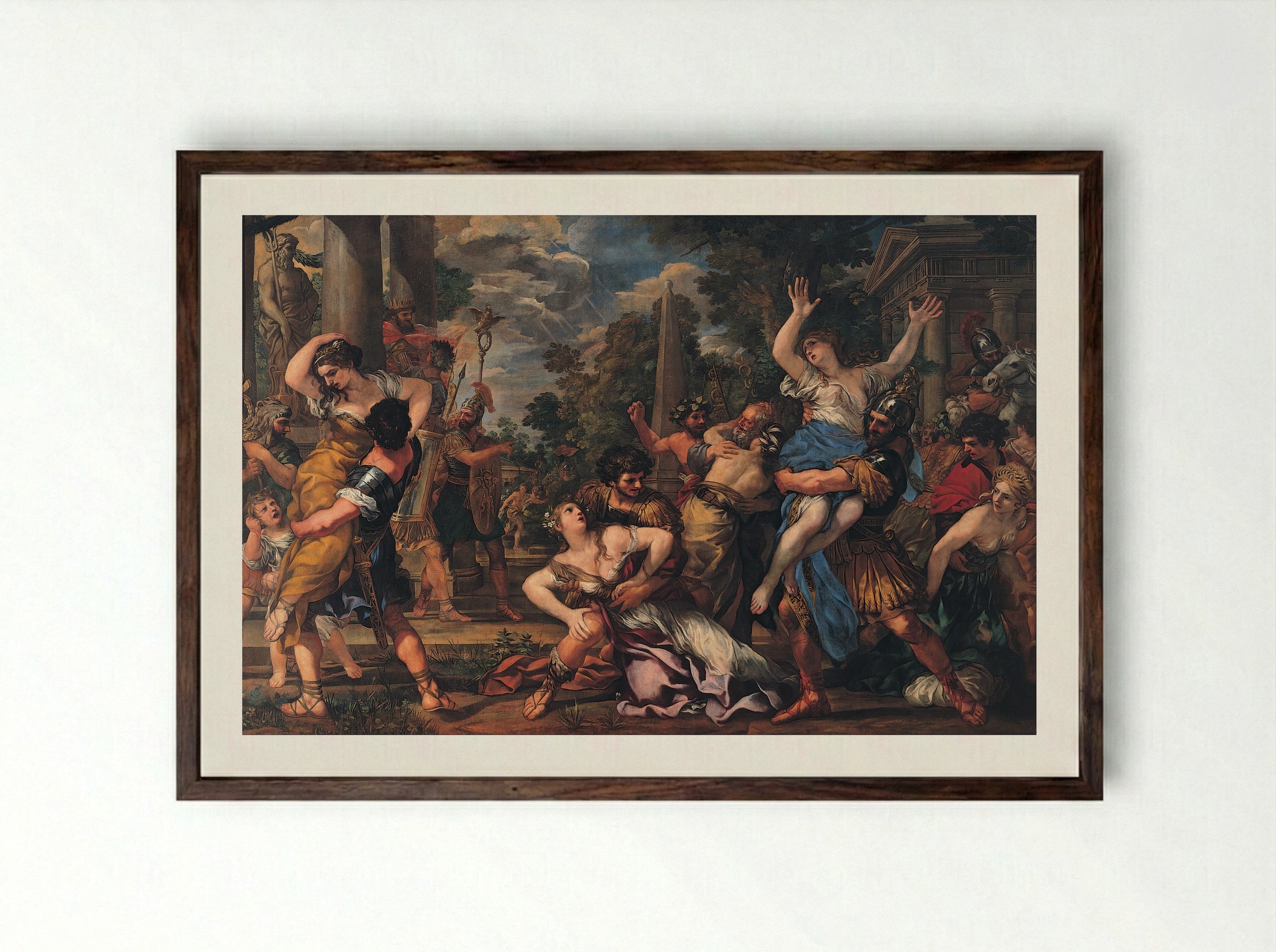The Rape of the Sabine Women - Pietro da Cortona - Framed Print Dark Wood