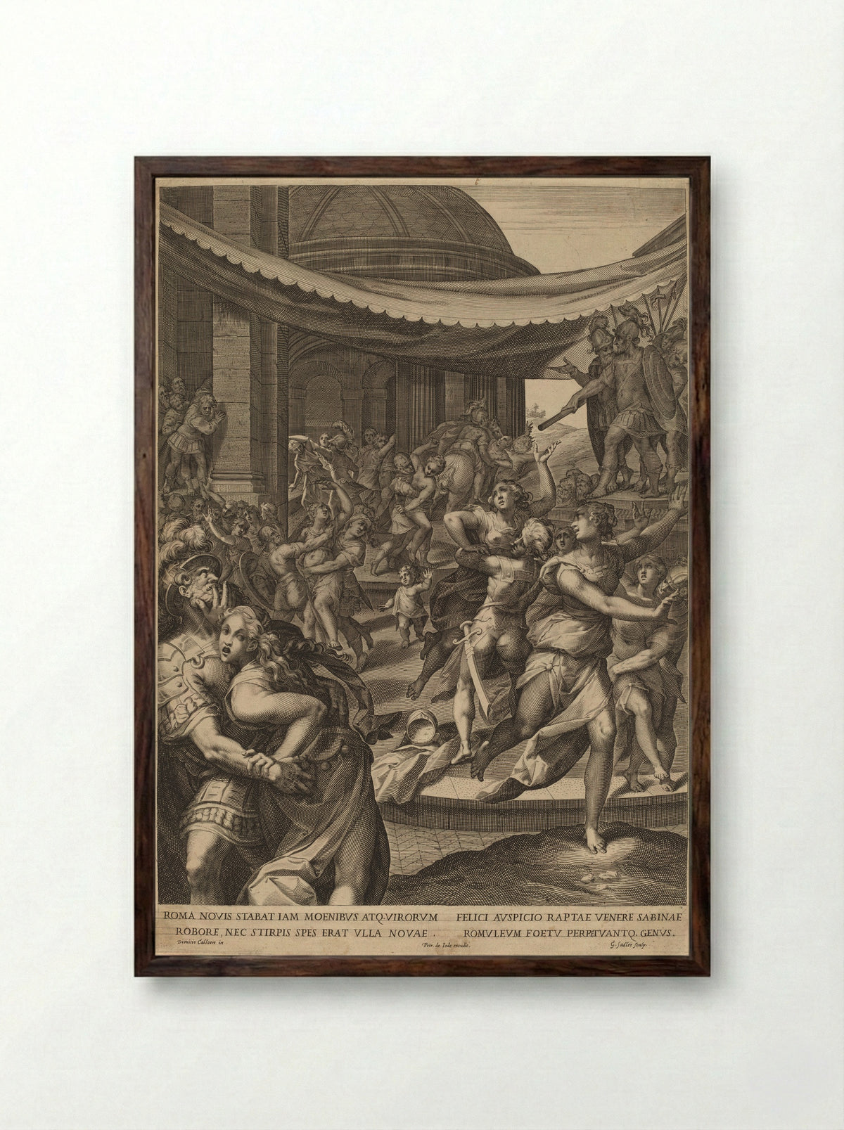 The Rape of the Sabines - Aegidius Sadeler II - Framed Print Dark Wood