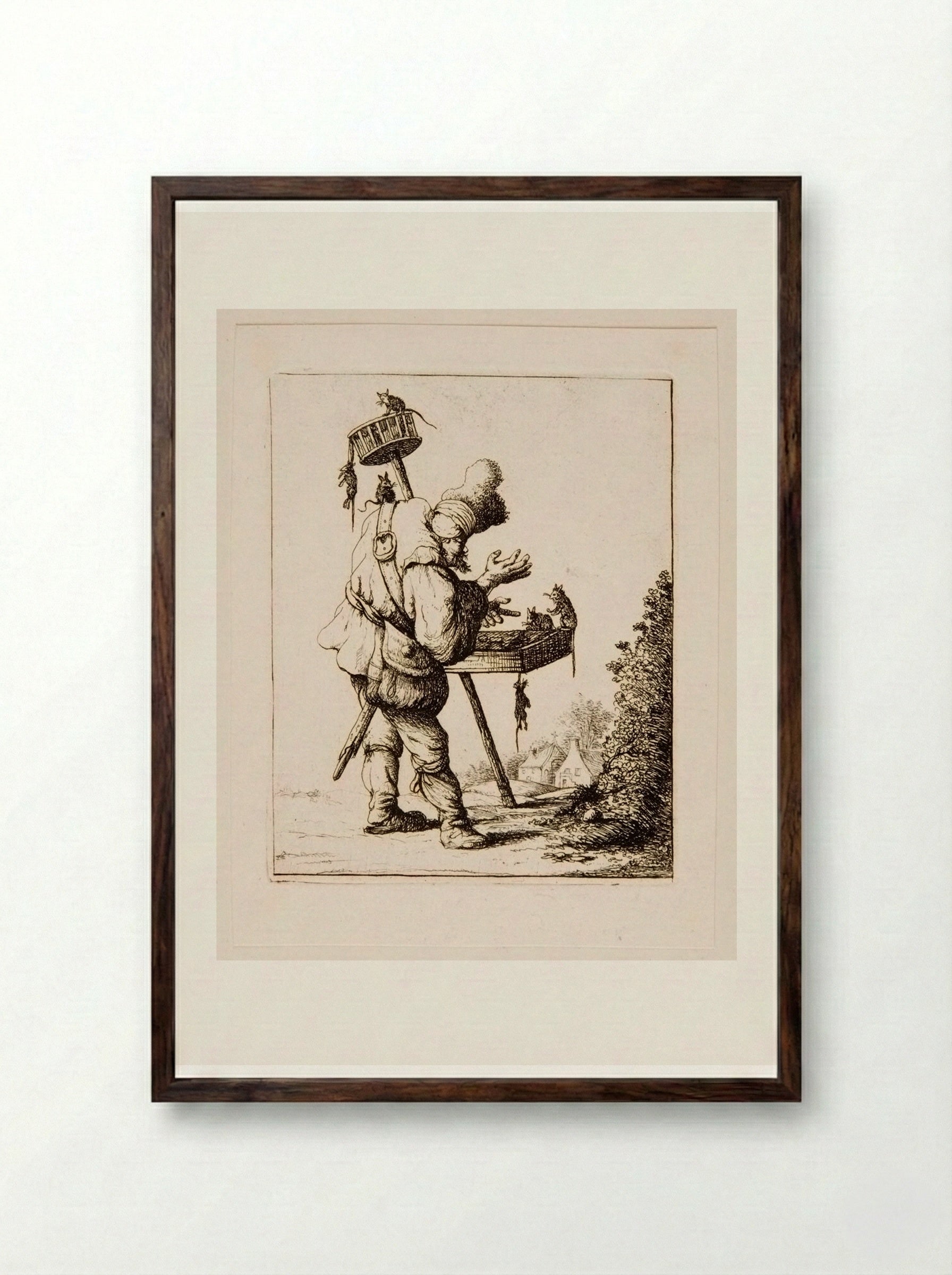 The Rat Catcher - David Deuchar - Framed Print Dark Wood
