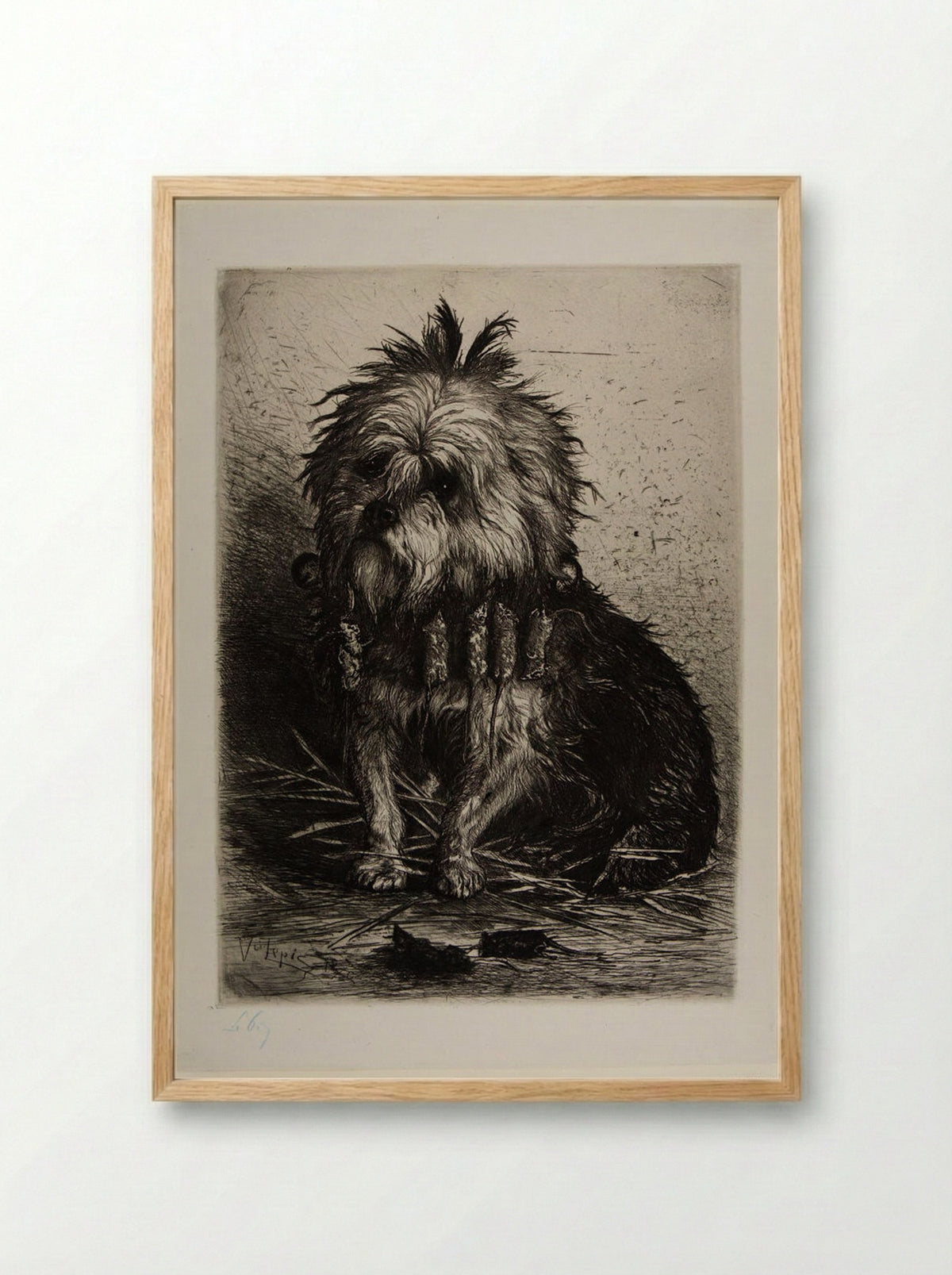The Rat-Catching Griffon - Ludovic Napoléon Lepic - Framed Print Wood