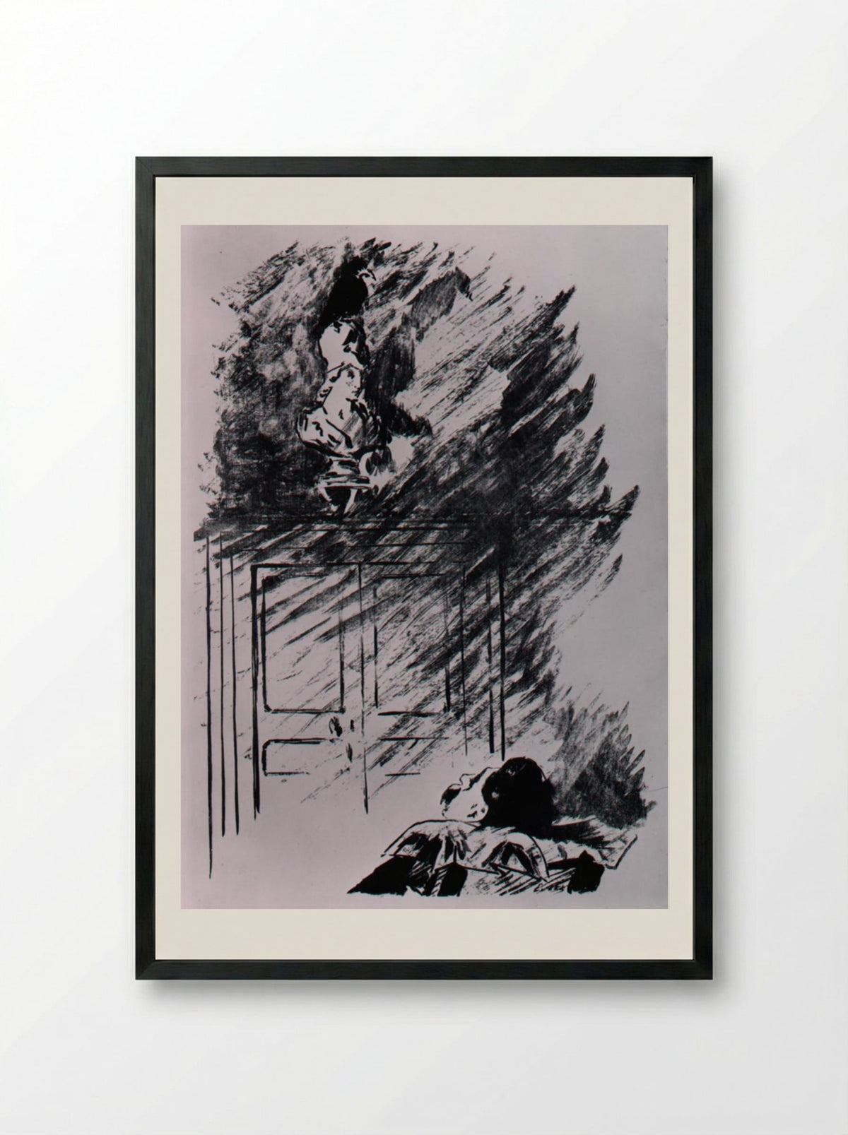 The Raven on the Bust of Pallas Athena - Édouard Manet - Framed Print Black