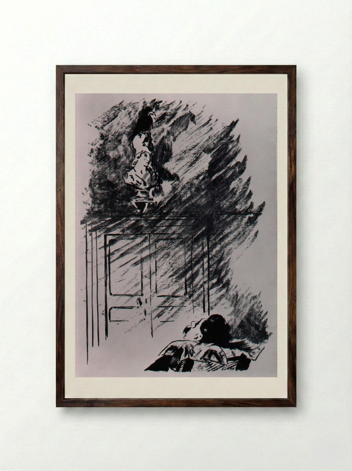 The Raven on the Bust of Pallas Athena - Édouard Manet - Framed Print Dark Wood