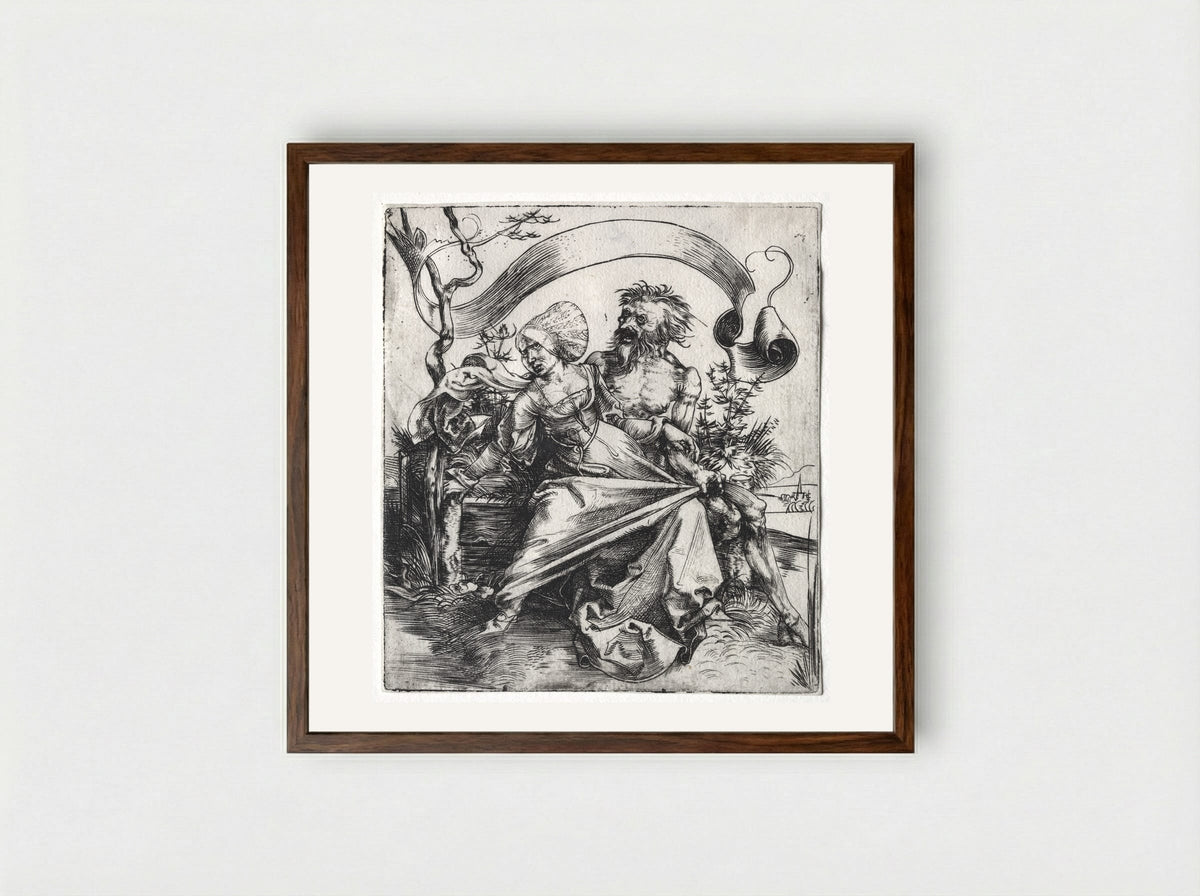 The Ravisher - Albrecht Dürer - Framed Print Dark Wood